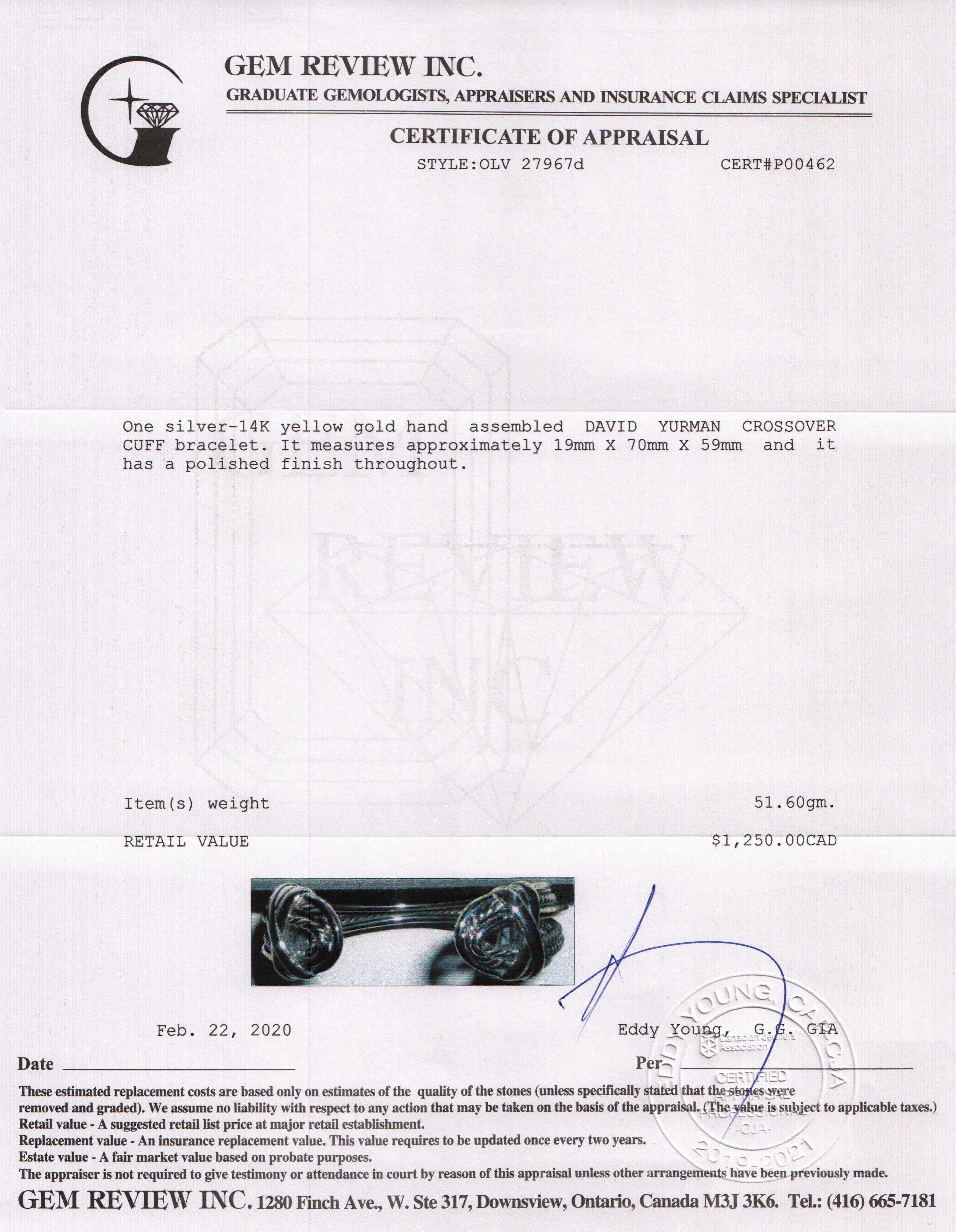 David Yurman Two-Tone Crossover Cuff Bracelet