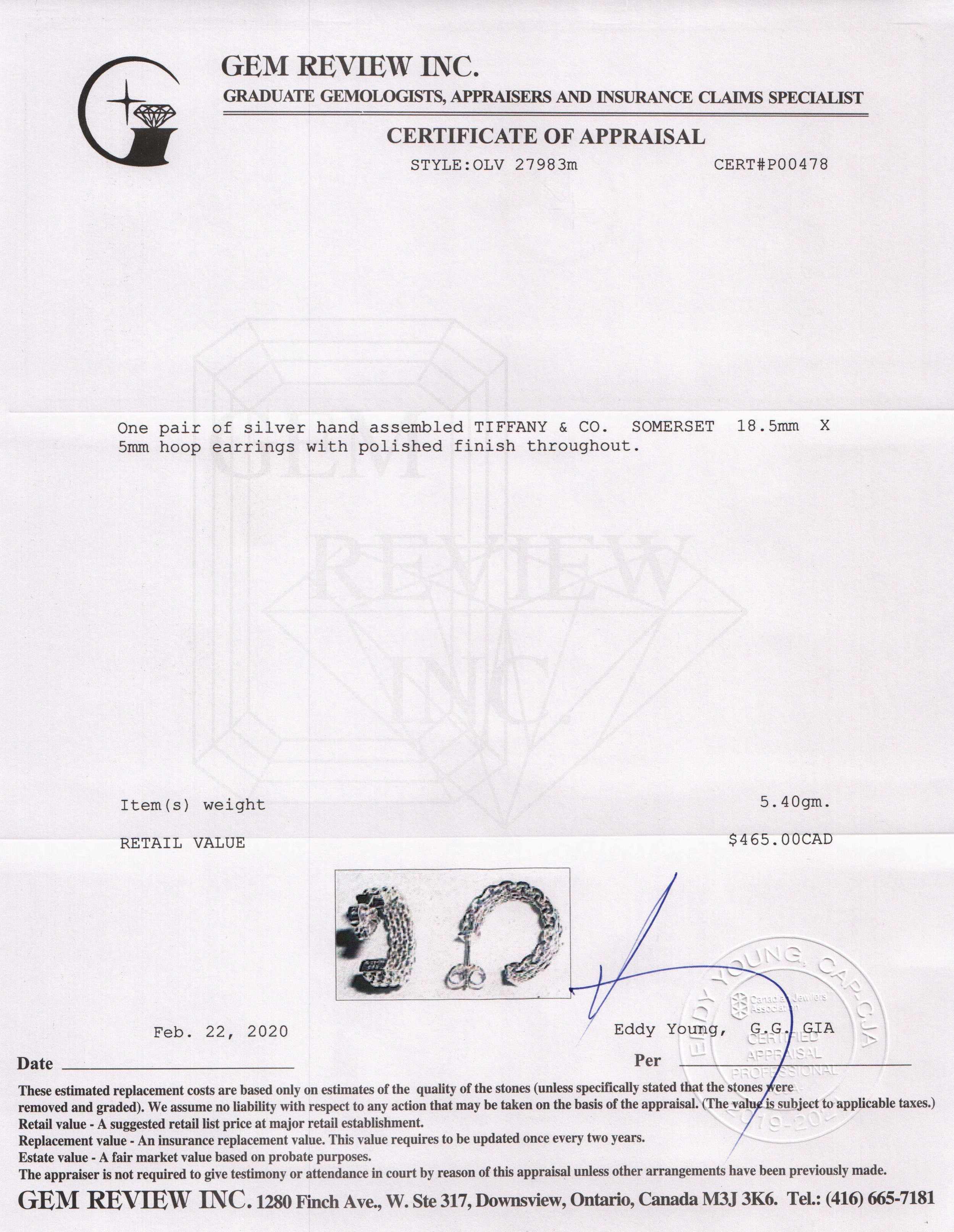 Tiffany & Co. Small Somerset Hoop Earrings