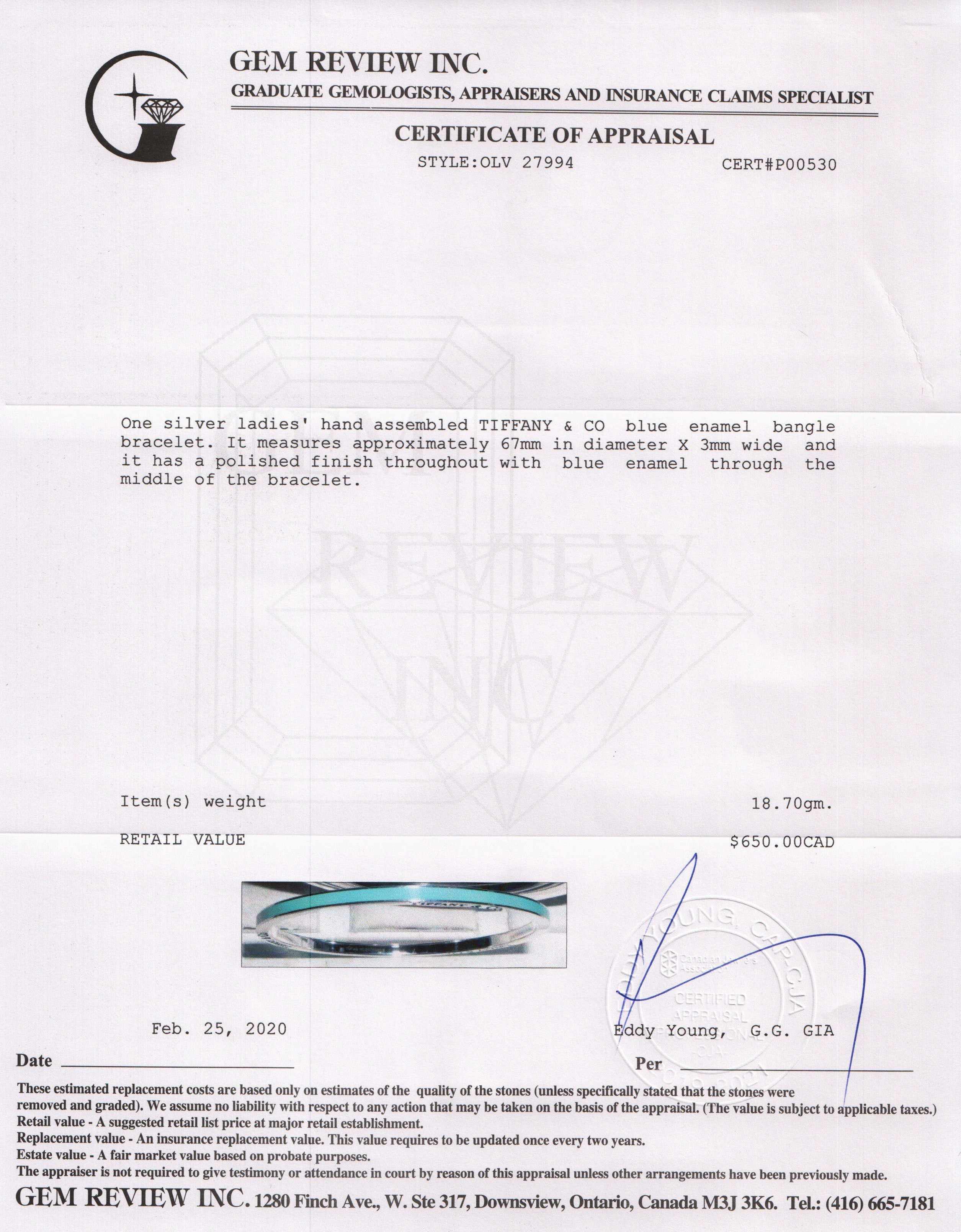 Tiffany & Co. Narrow Enamel Bangle