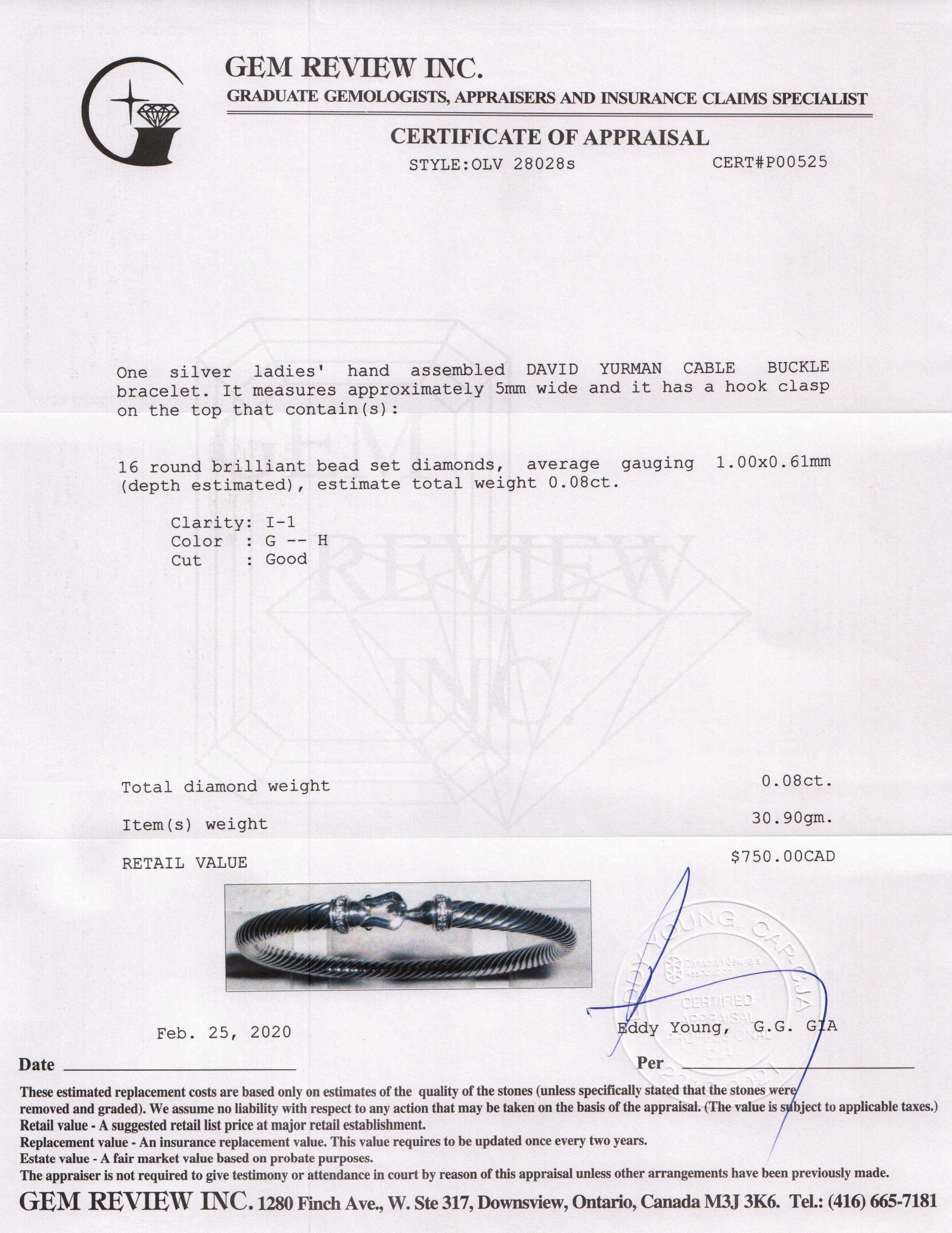 David Yurman Cable Buckle Bracelet with Diamonds