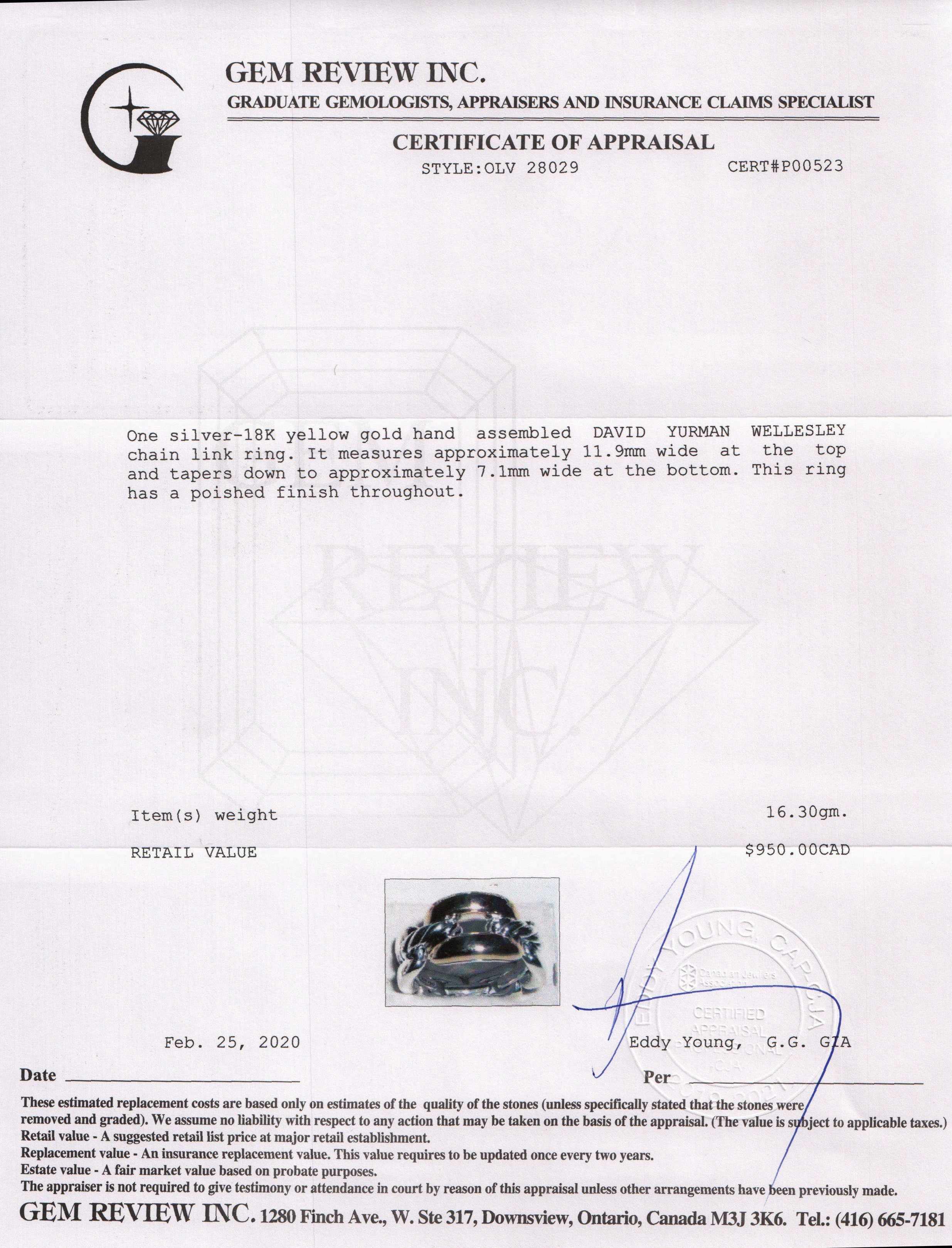 David Yurman Two-Tone Wellesley Chain Link Ring