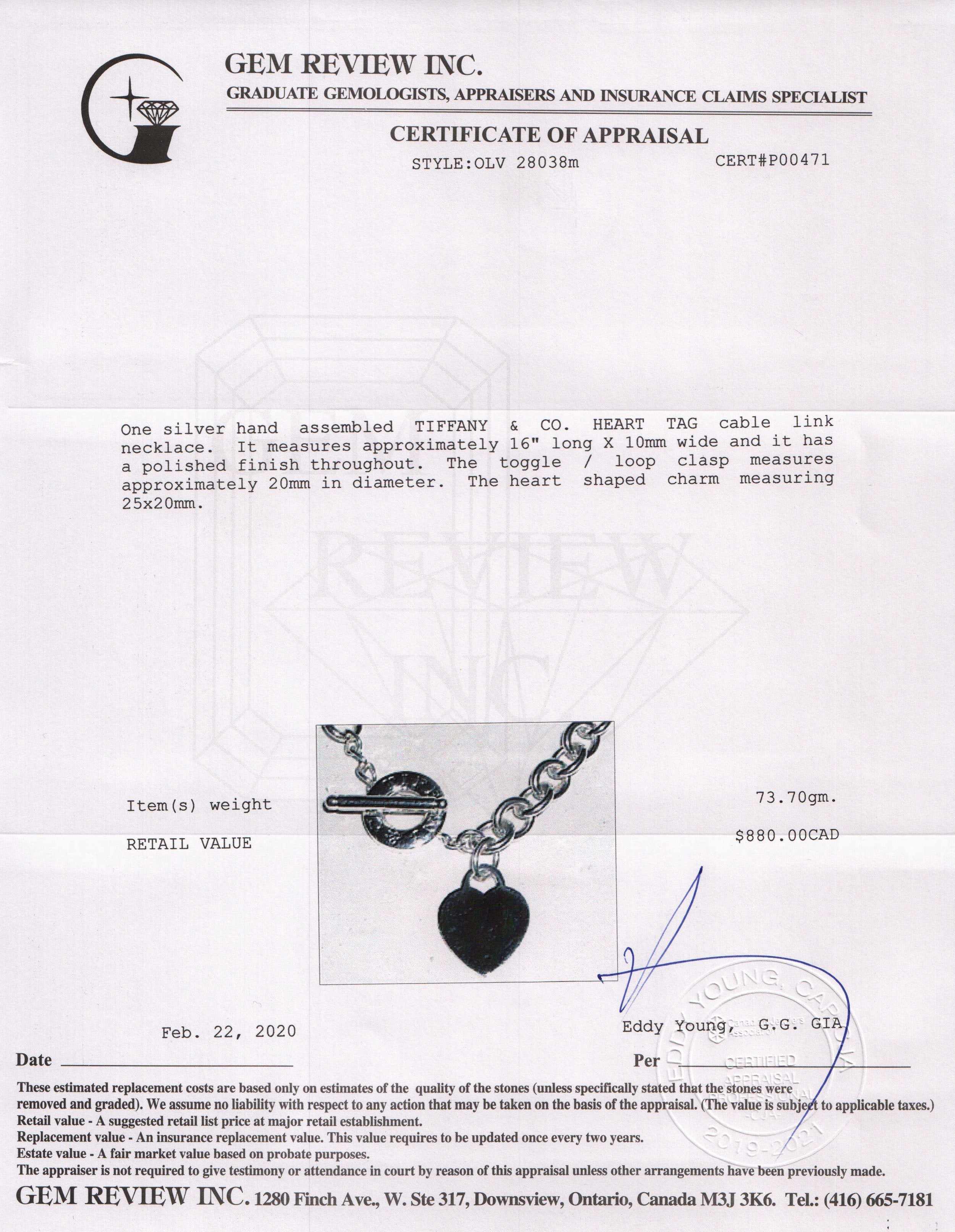 Tiffany & Co. Heart Tag Necklace with Toggle Clasp
