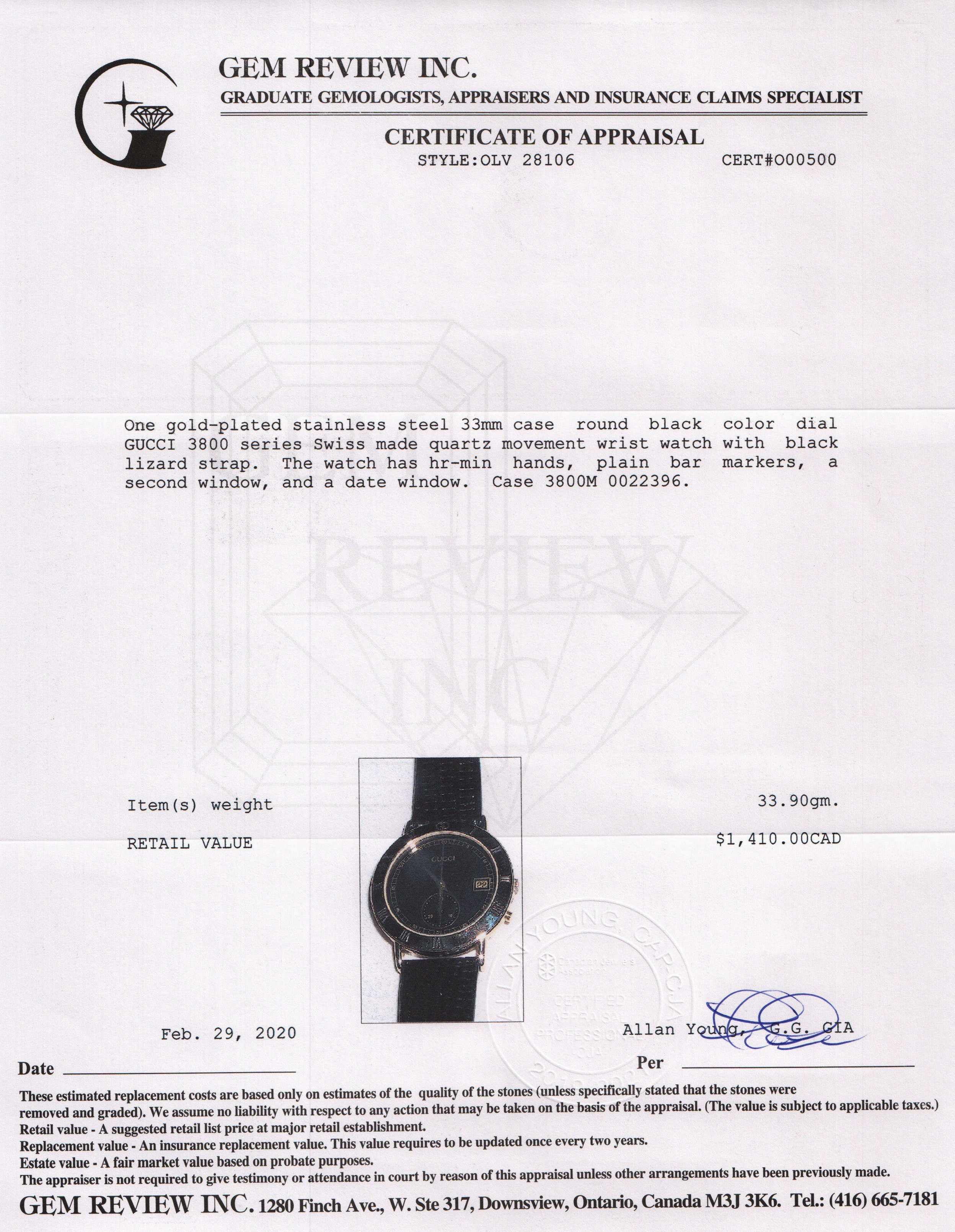 Gucci 3800 Series Watch