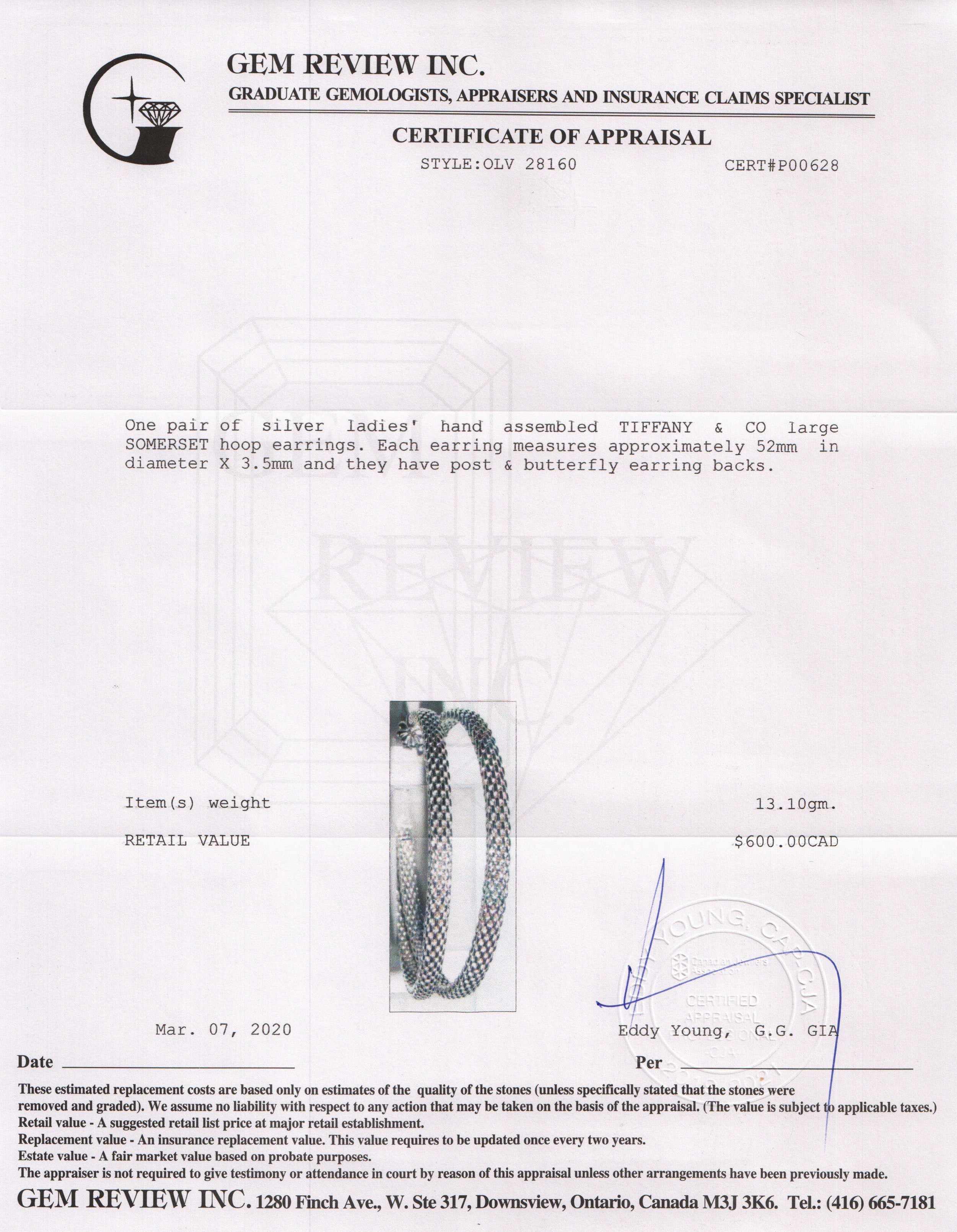 Tiffany & Co. Large Somerset Hoop Earrings