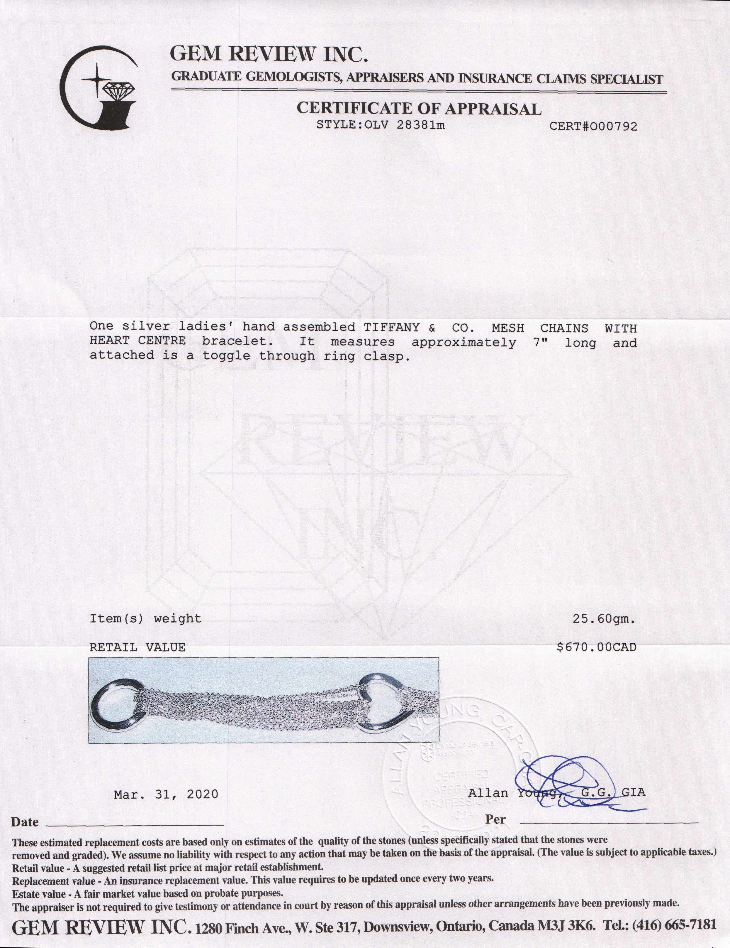 Tiffany & Co. Mesh Heart Bracelet