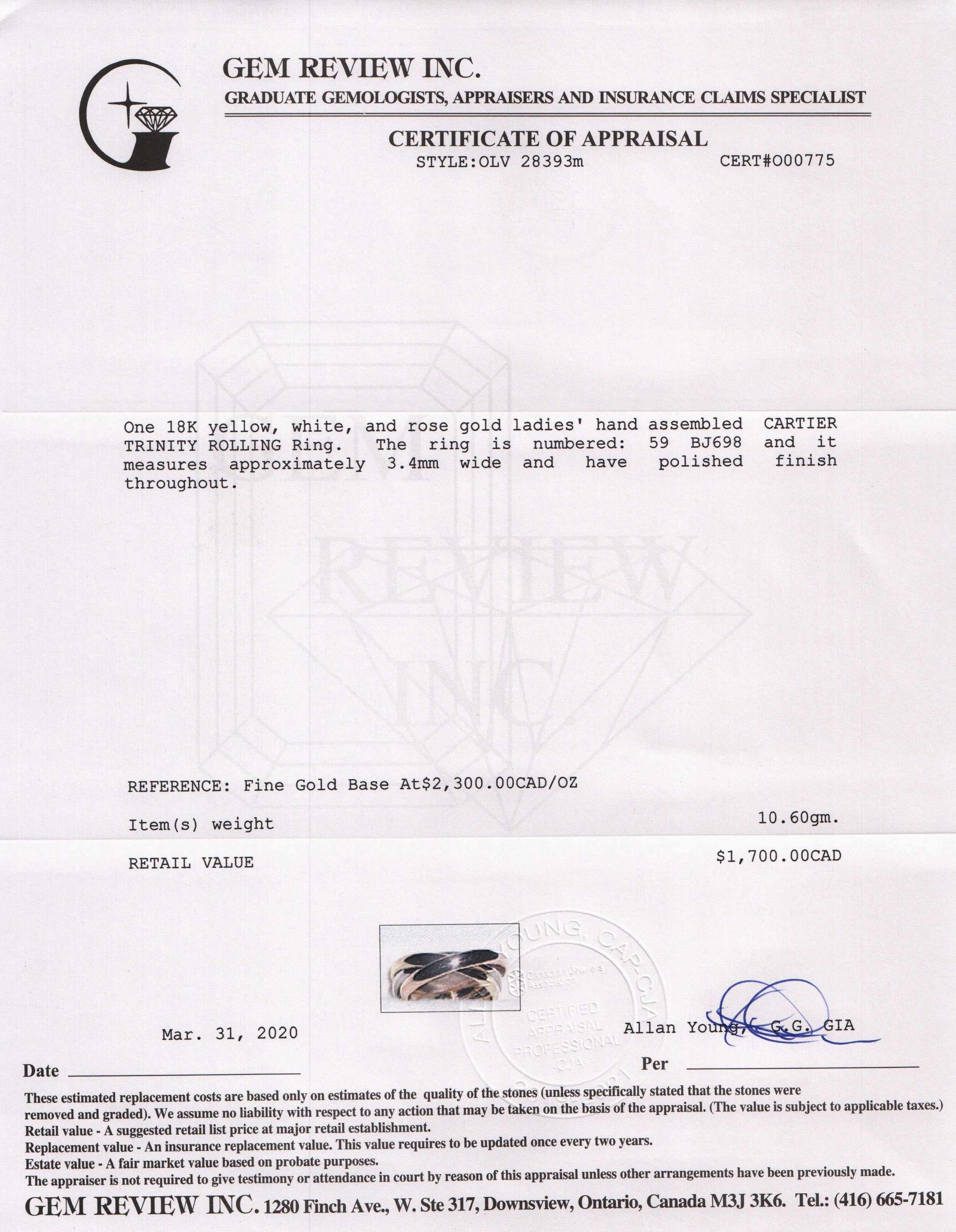 Cartier Trinity Rolling Ring