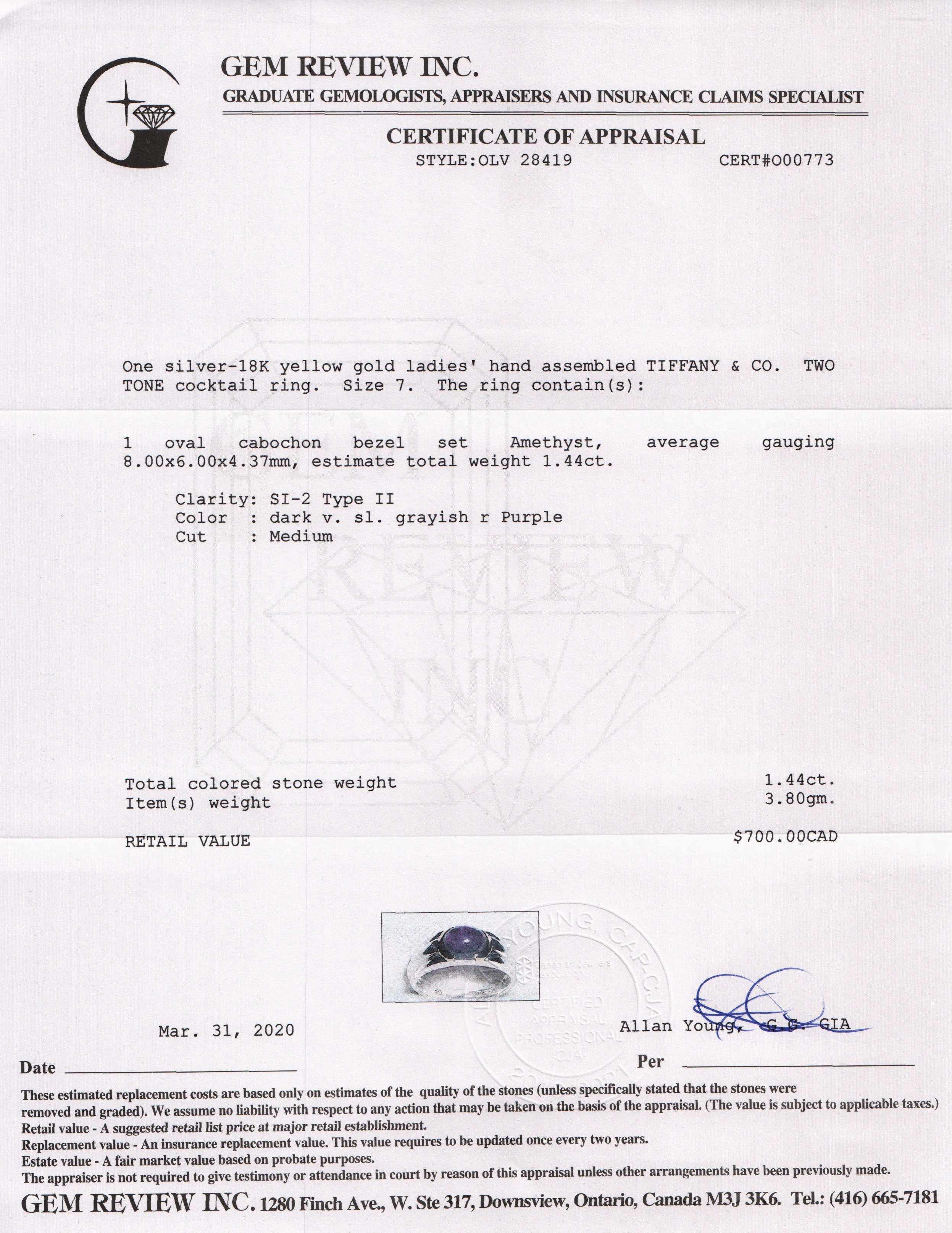 Tiffany & Co. Two-Tone Amethyst Cocktail Ring