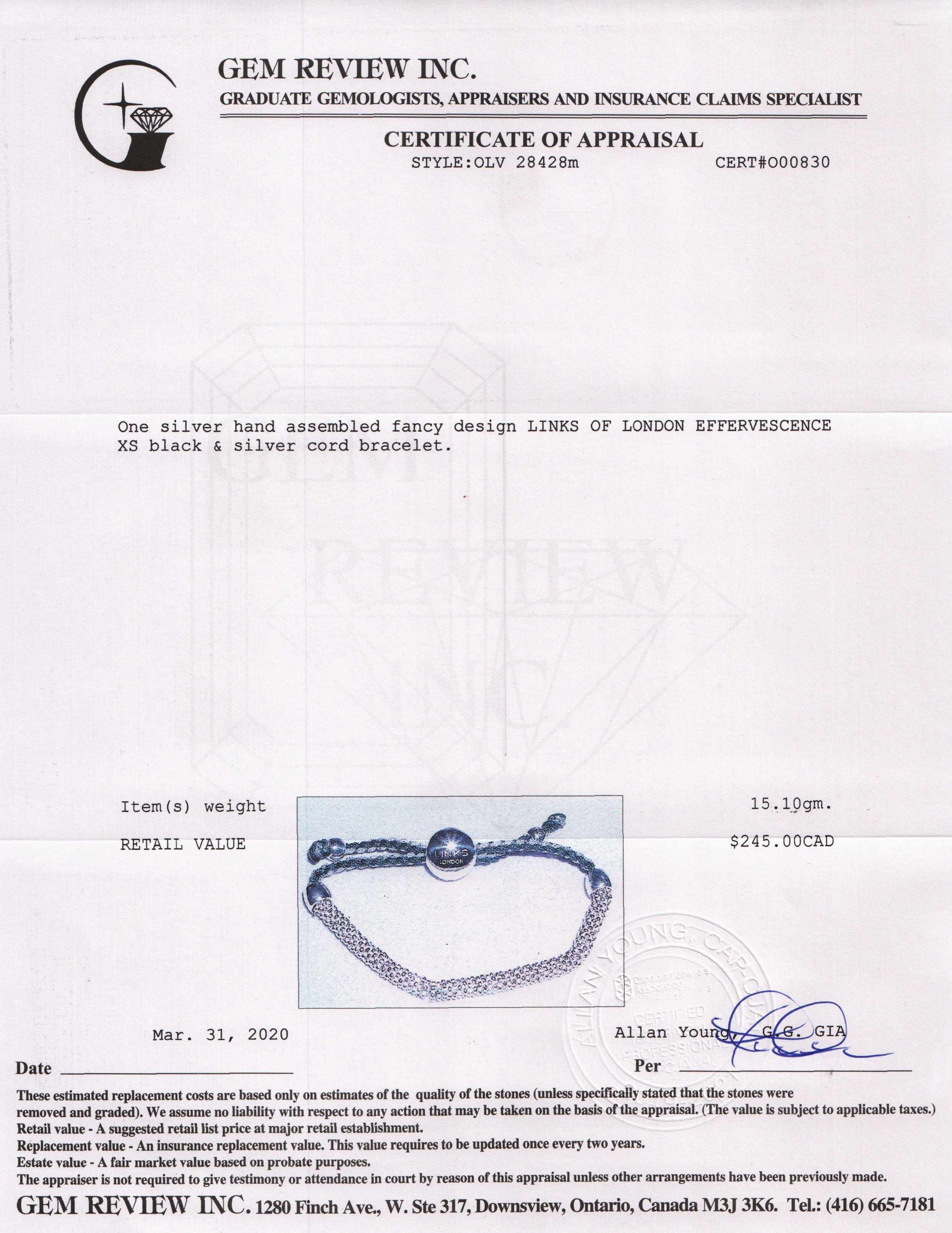 Links of London Effervescence XS Cord Bracelet