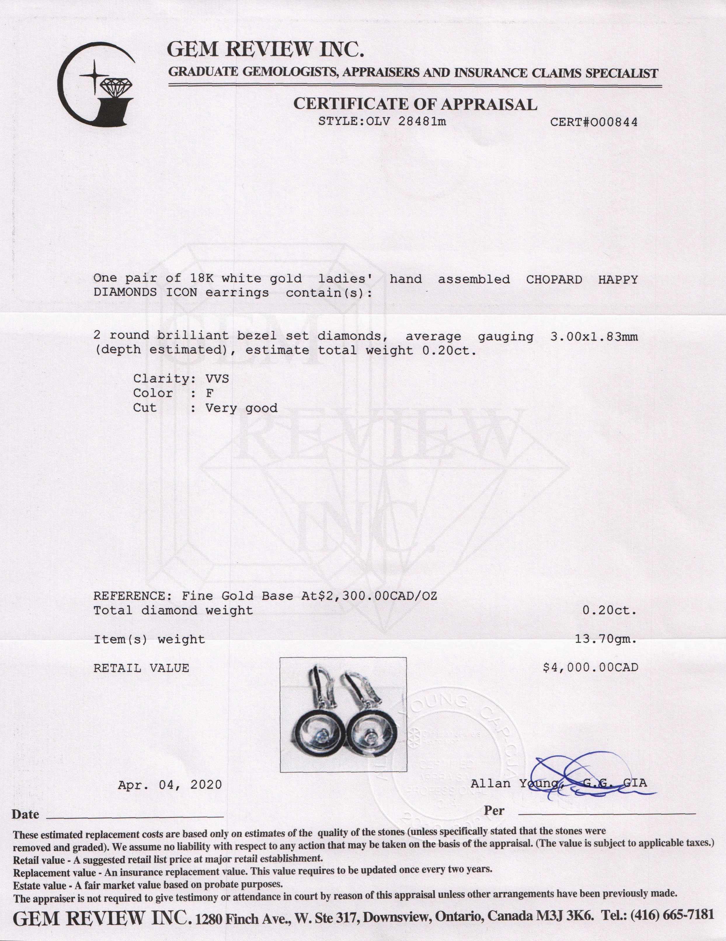 Chopard 18k White Gold Happy Diamonds Icons Earrings