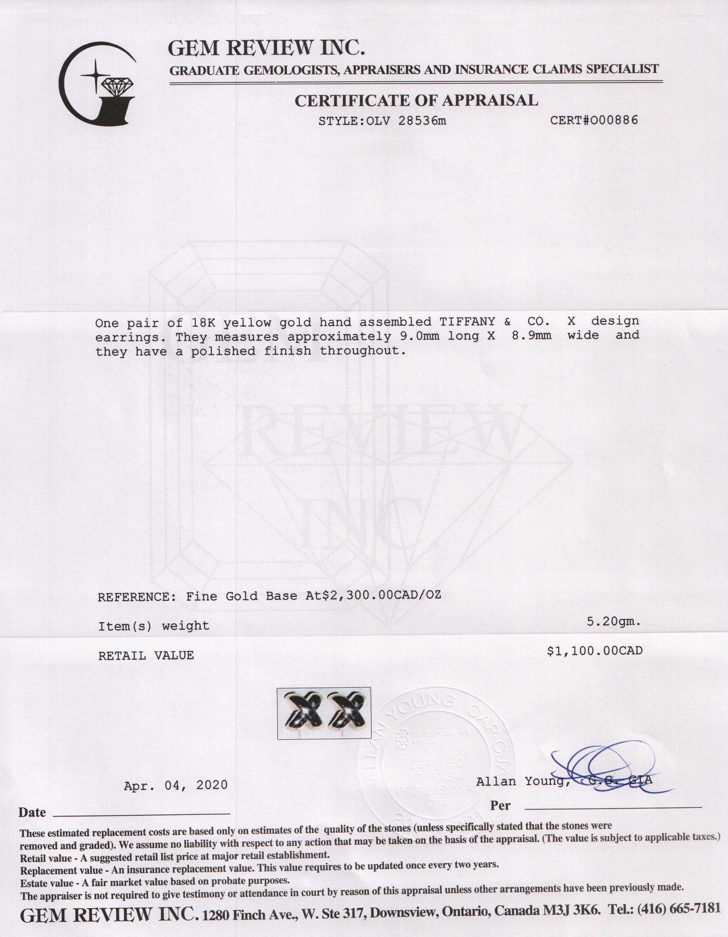 Tiffany & Co. 18k Gold Mini X Stud Earrings