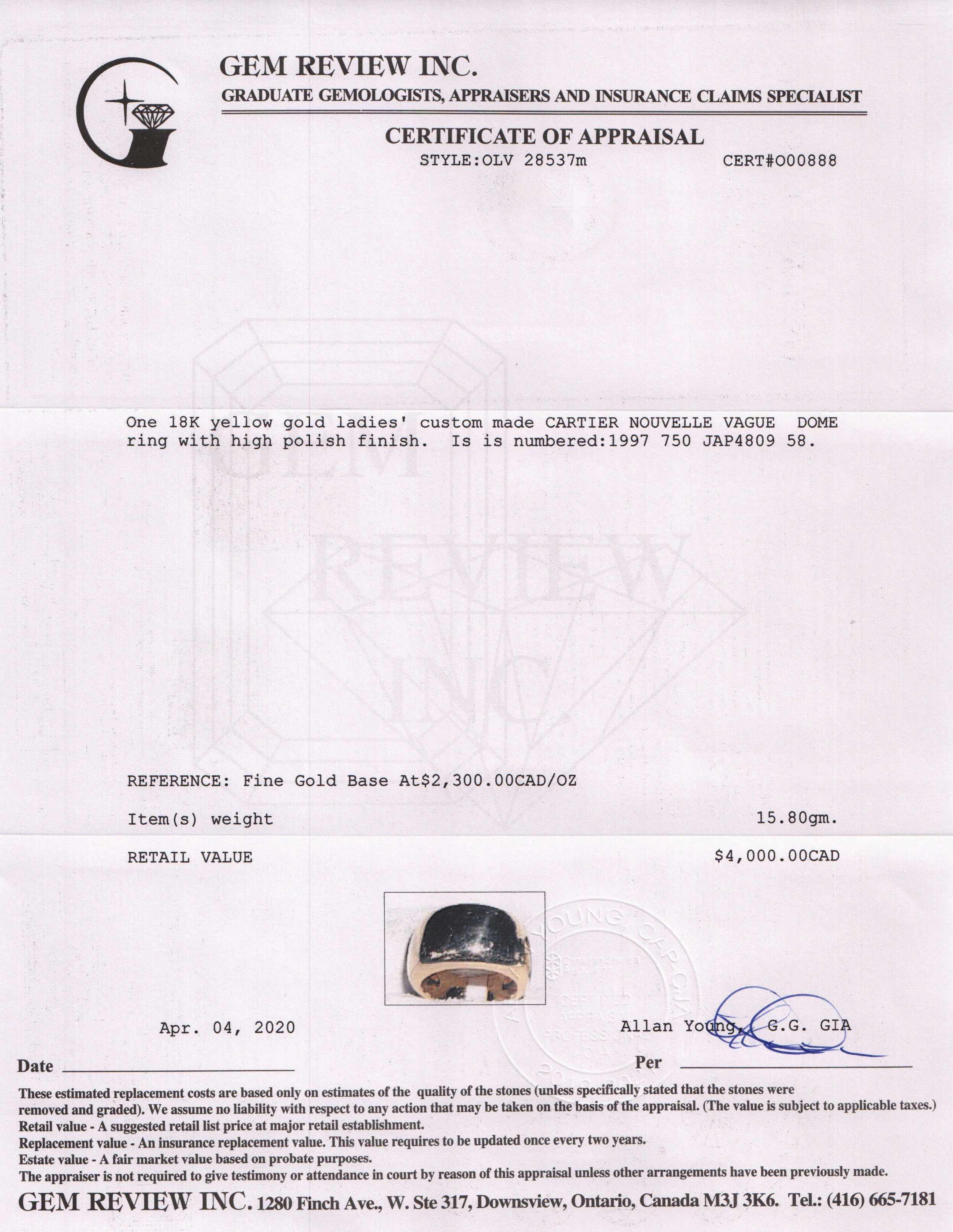 Cartier Vintage Nouvelle Vague Dome Ring