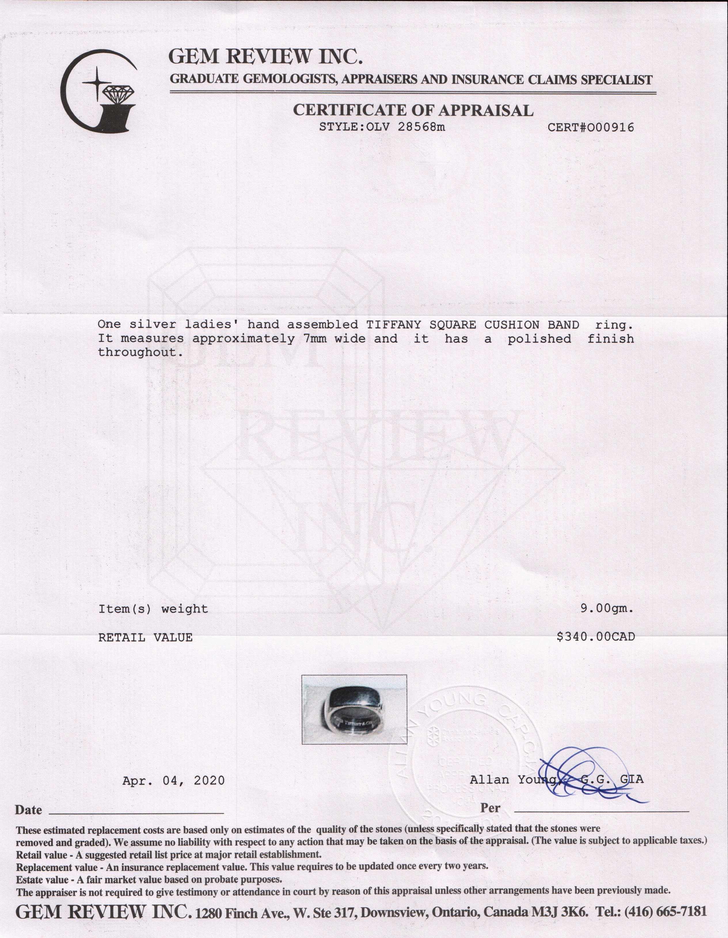 Tiffany & Co. Square Cushion Band Ring