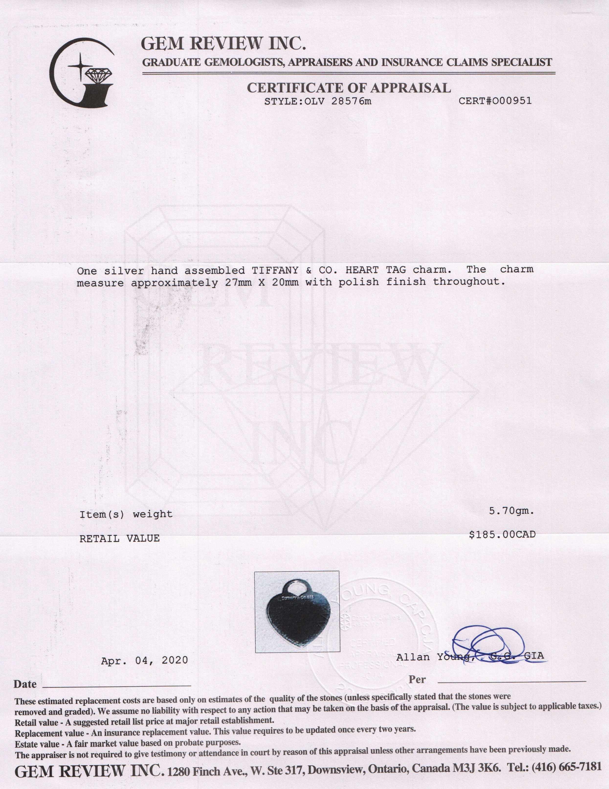 Tiffany & Co. Heart Tag Charm