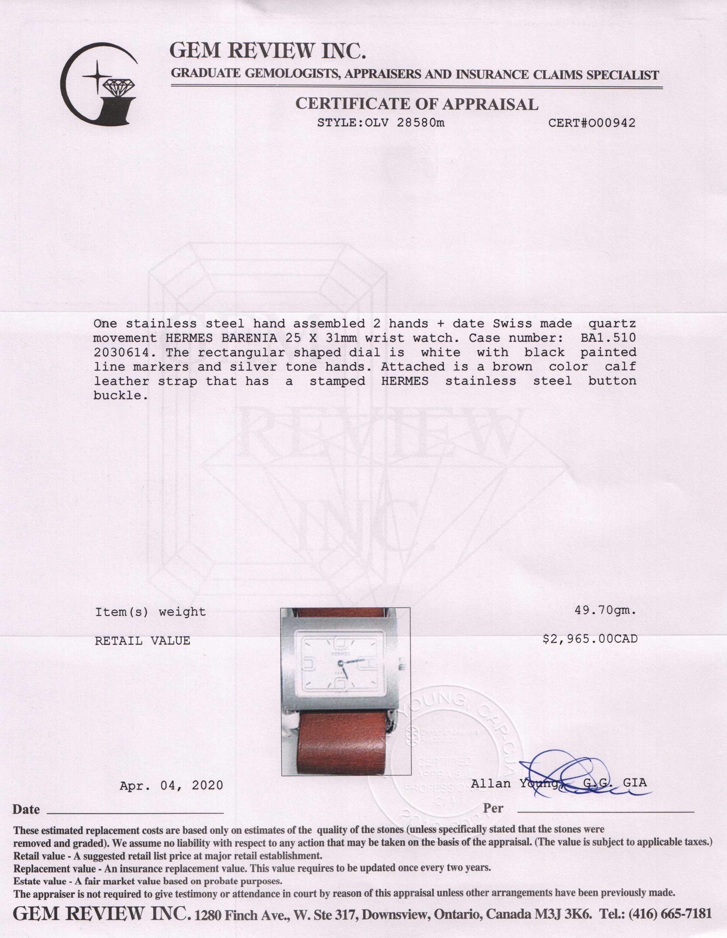 Hermes Barenia Watch