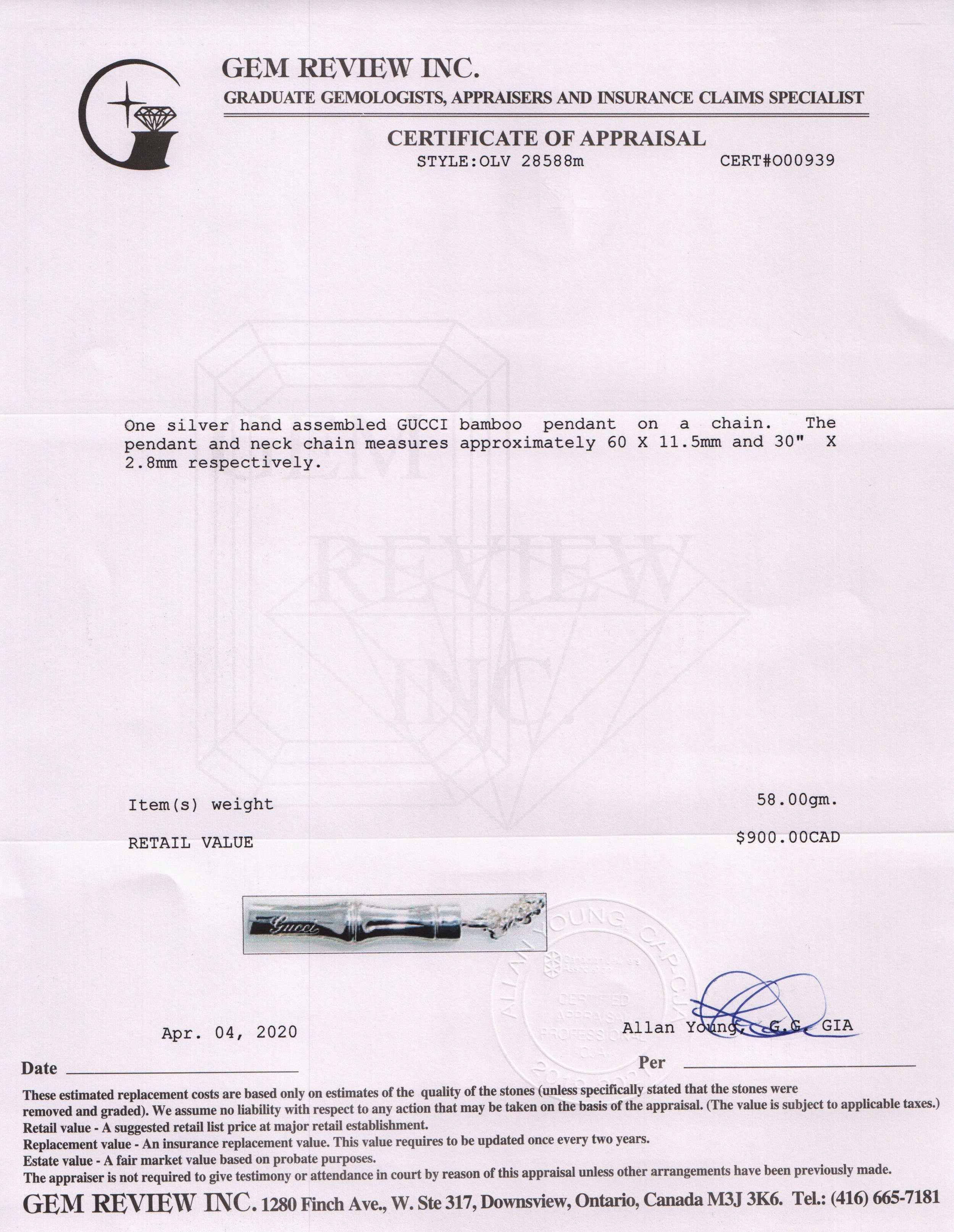 Gucci Bamboo Pendant Necklace