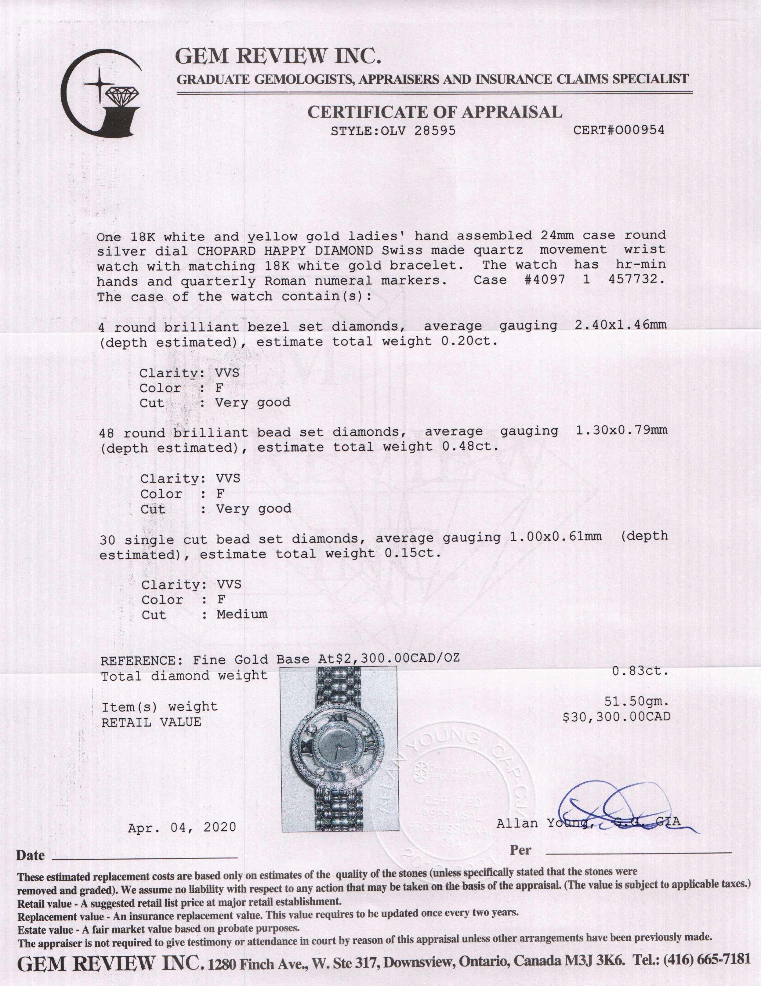 Chopard 18k white Gold Happy Diamonds Icons Watch