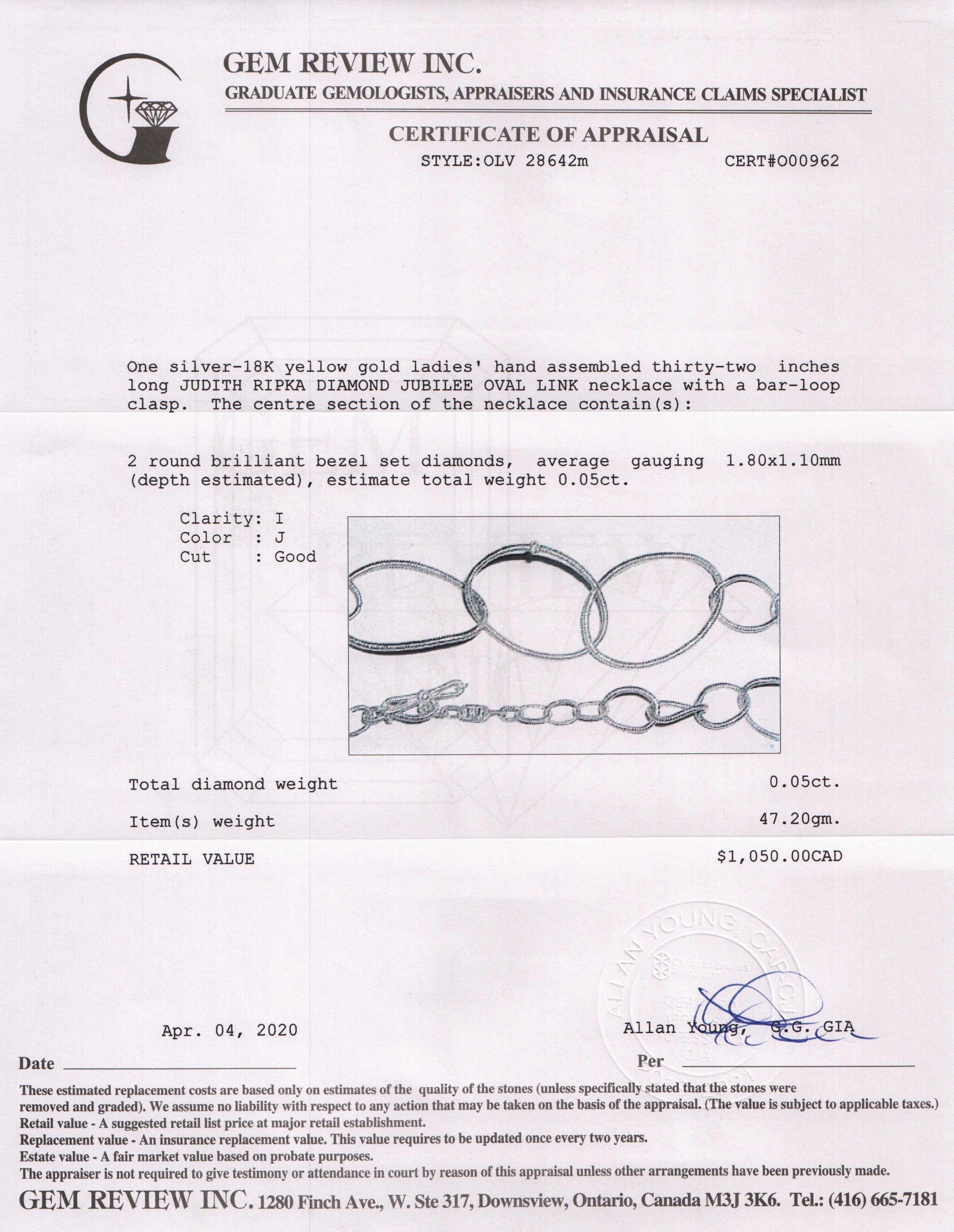 Judith Ripka Diamond Jubilee Oval Link Necklace