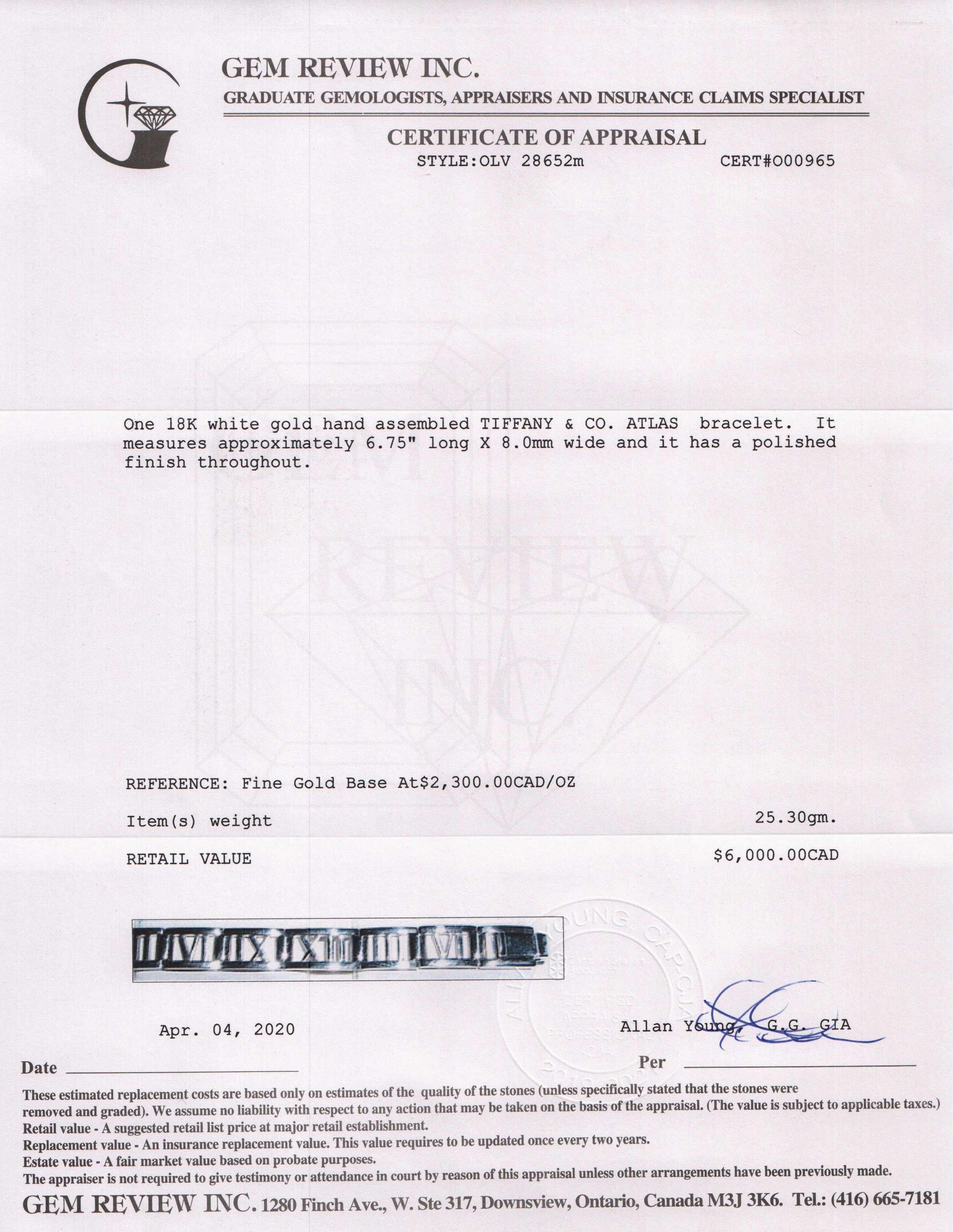 Tiffany & Co. 18k White Gold Atlas Link Bracelet