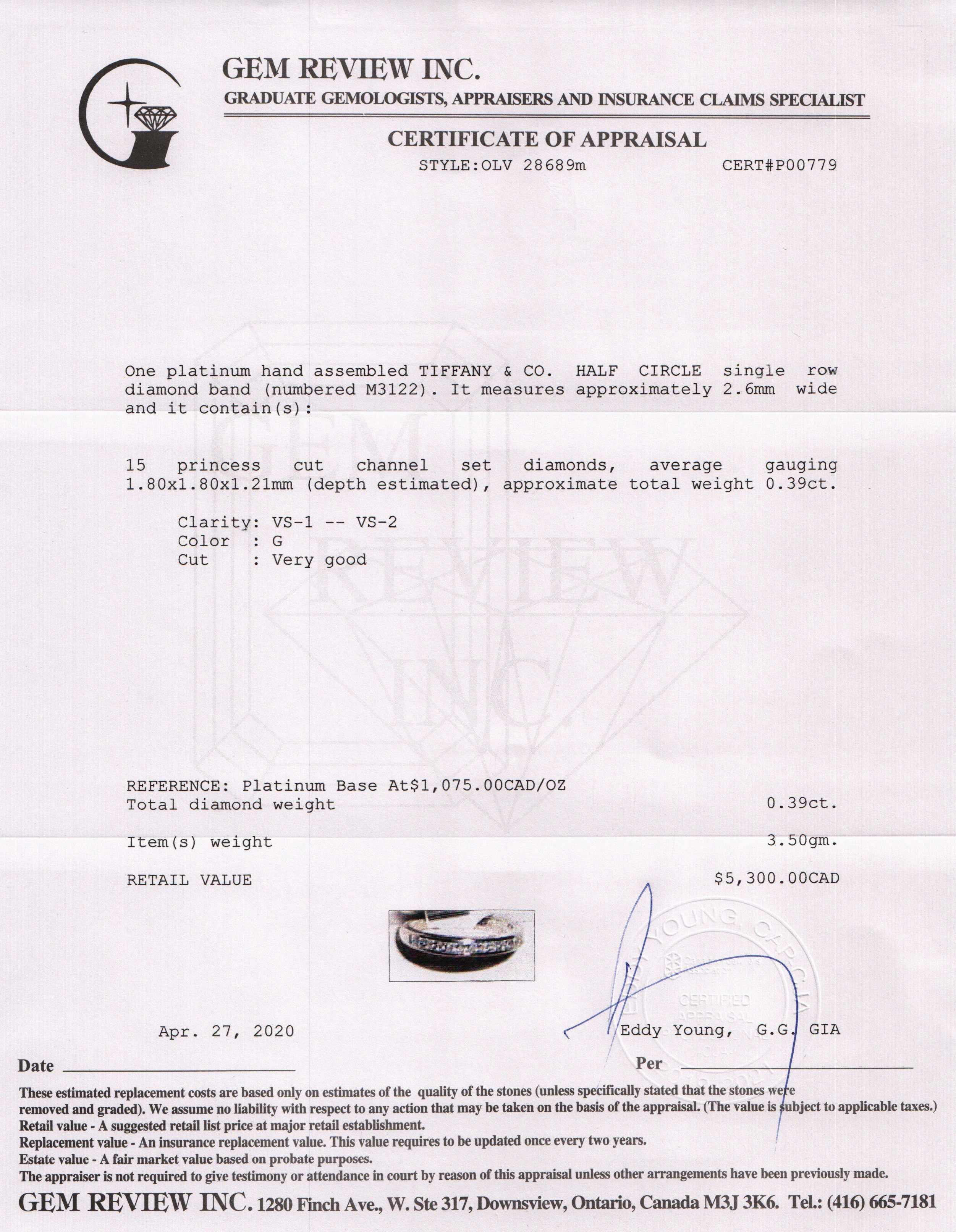 Tiffany & Co. Platinum & Princess Cut Diamond Band