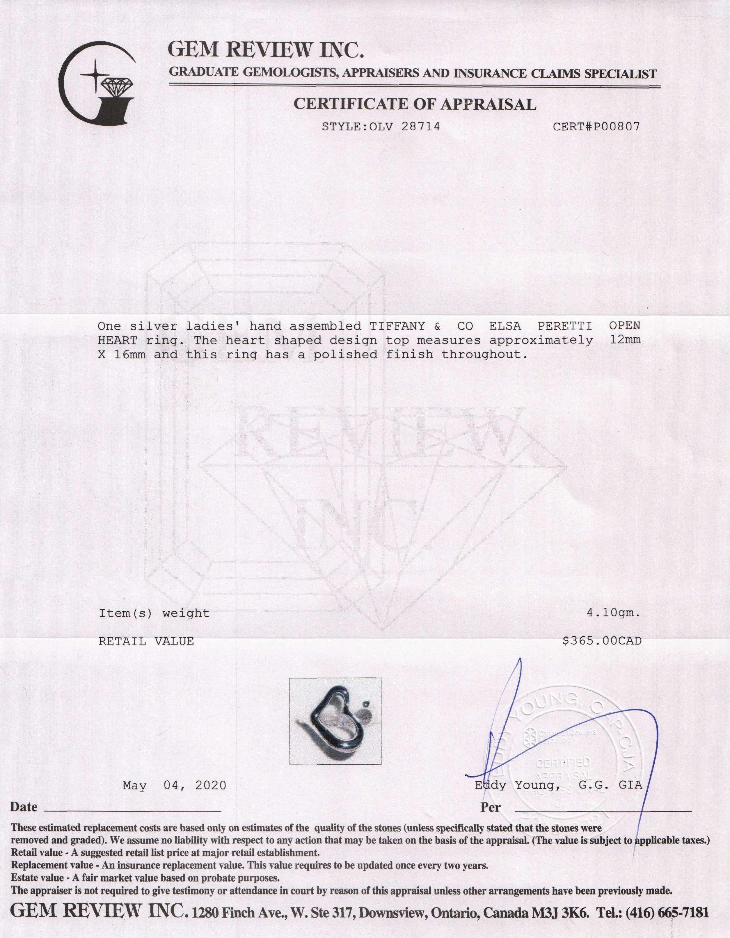 Tiffany & Co. Elsa Peretti Open Heart Ring