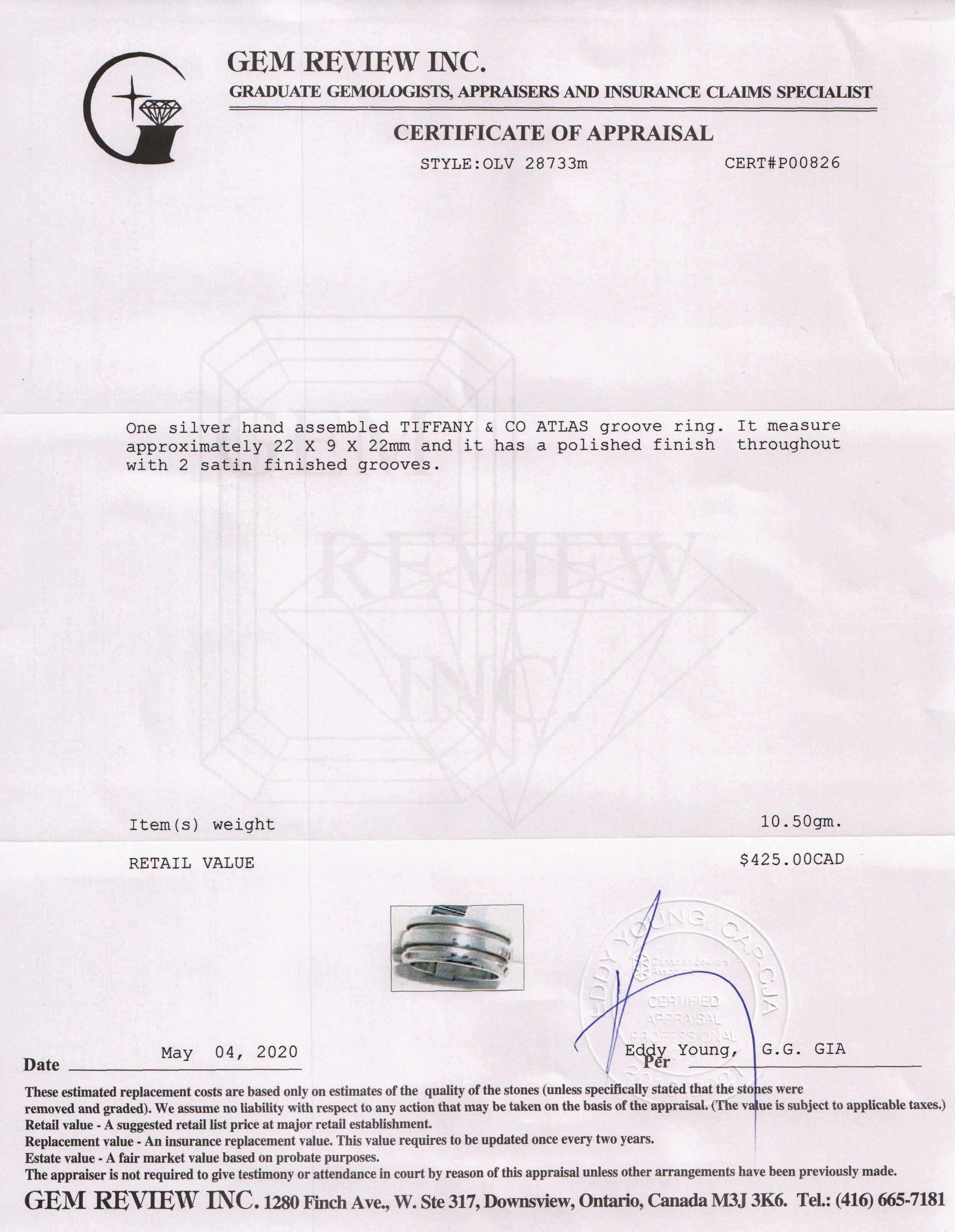 Tiffany & Co. Atlas Groove Band Ring