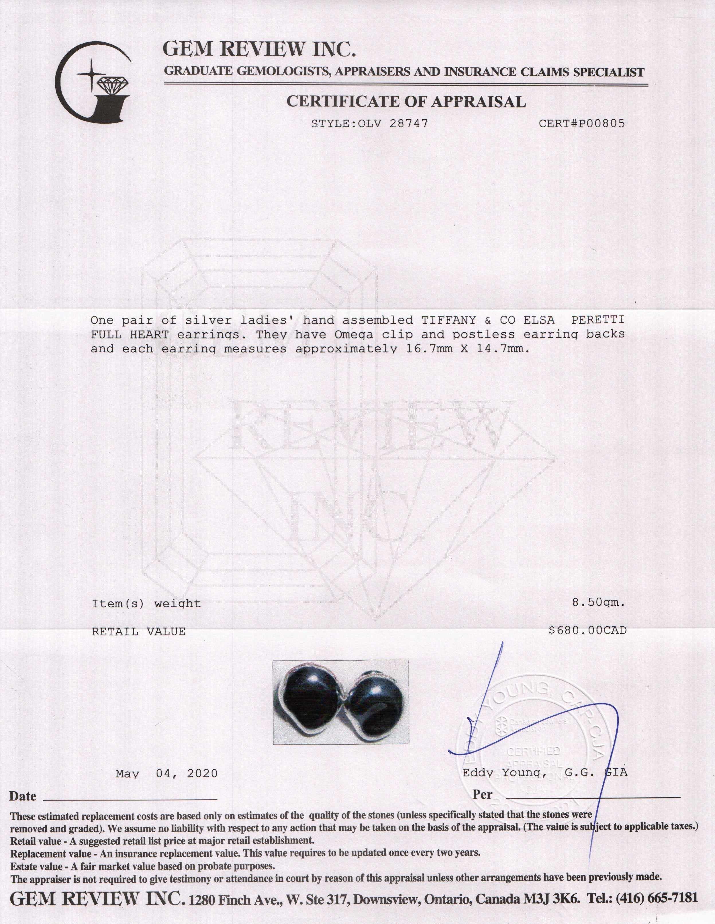 Tiffany & Co. Elsa Peretti Full Heart Ear Clips