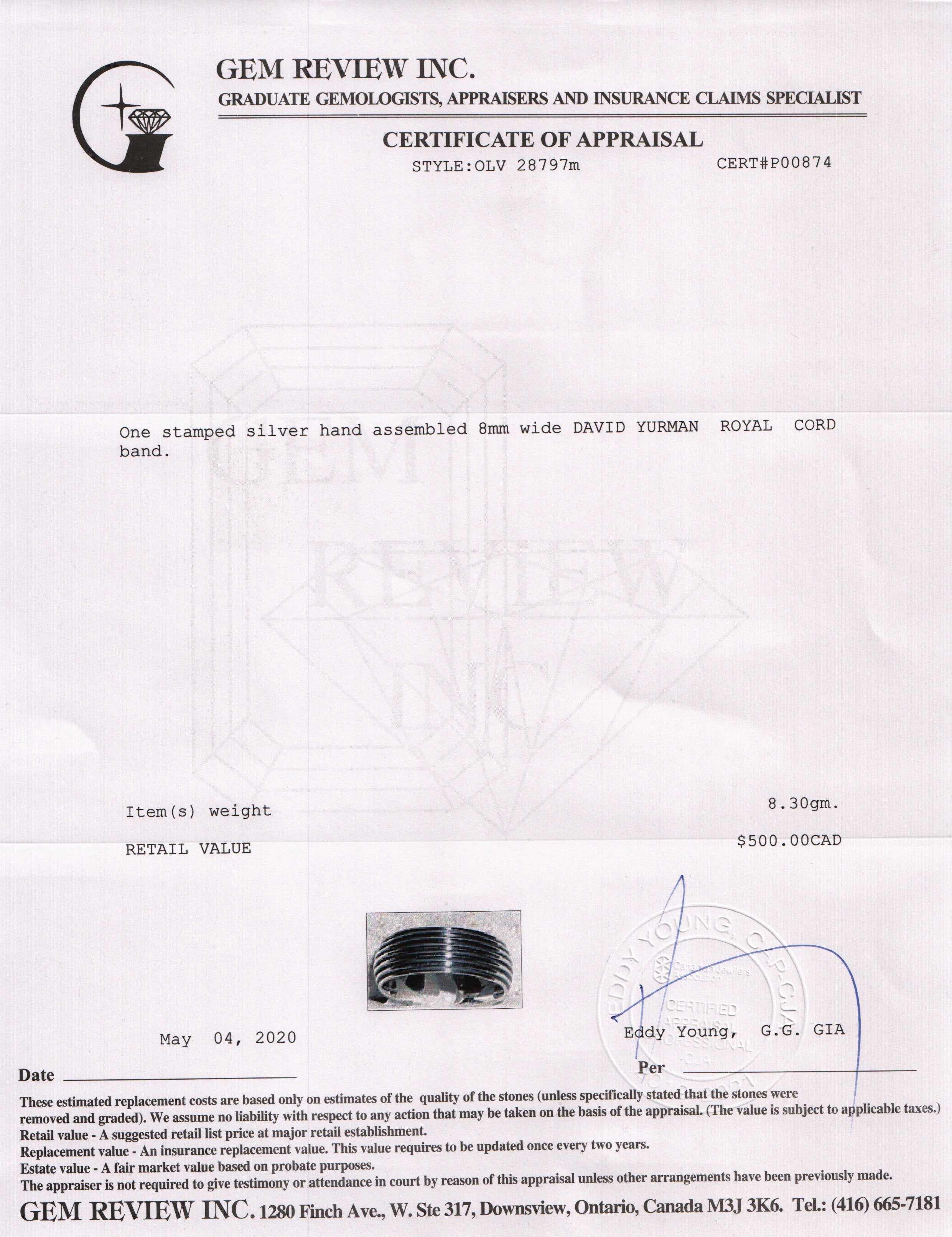 David Yurman Royal Cord Band Ring