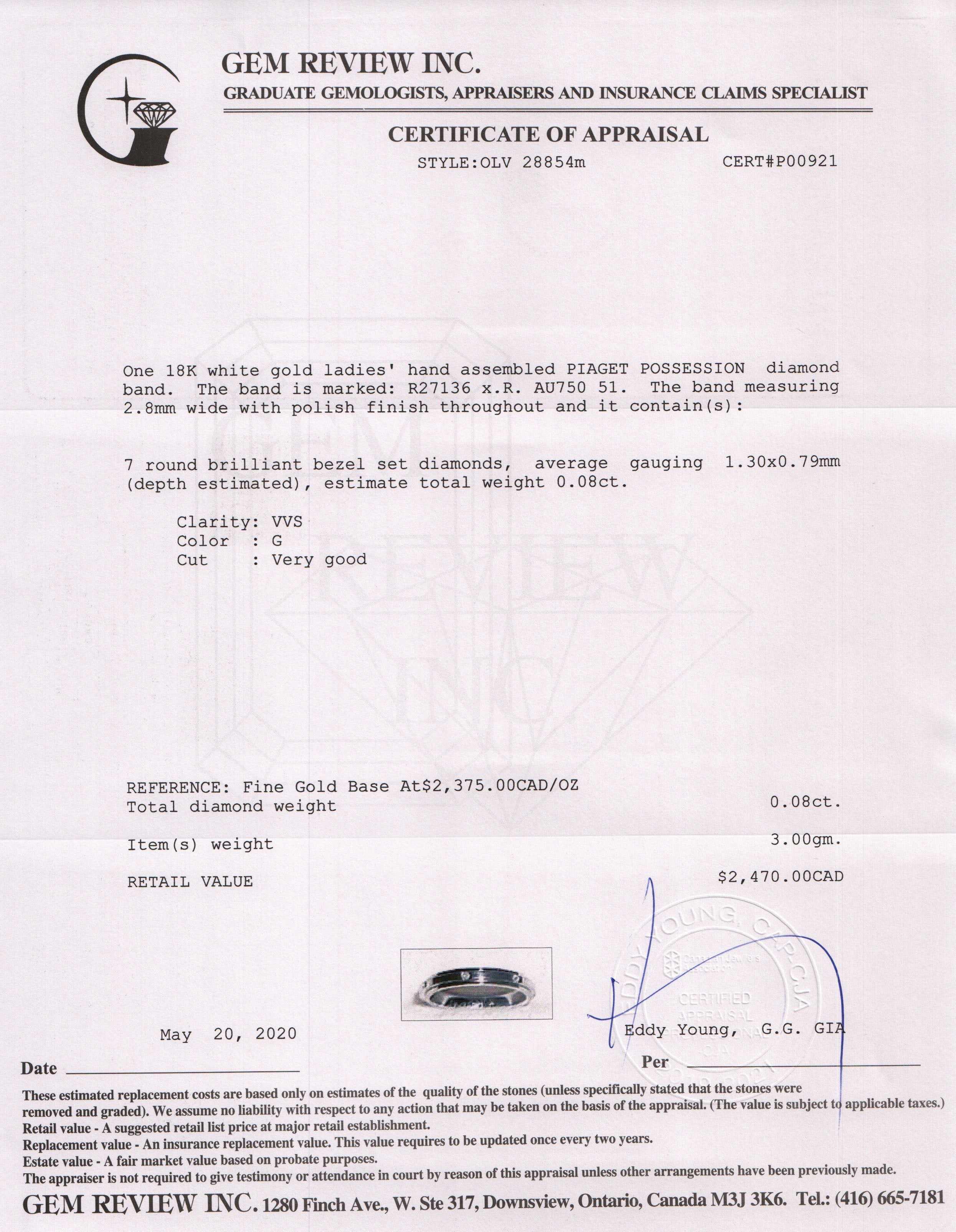 Piaget 18k White Gold Possession Diamond Wedding Band