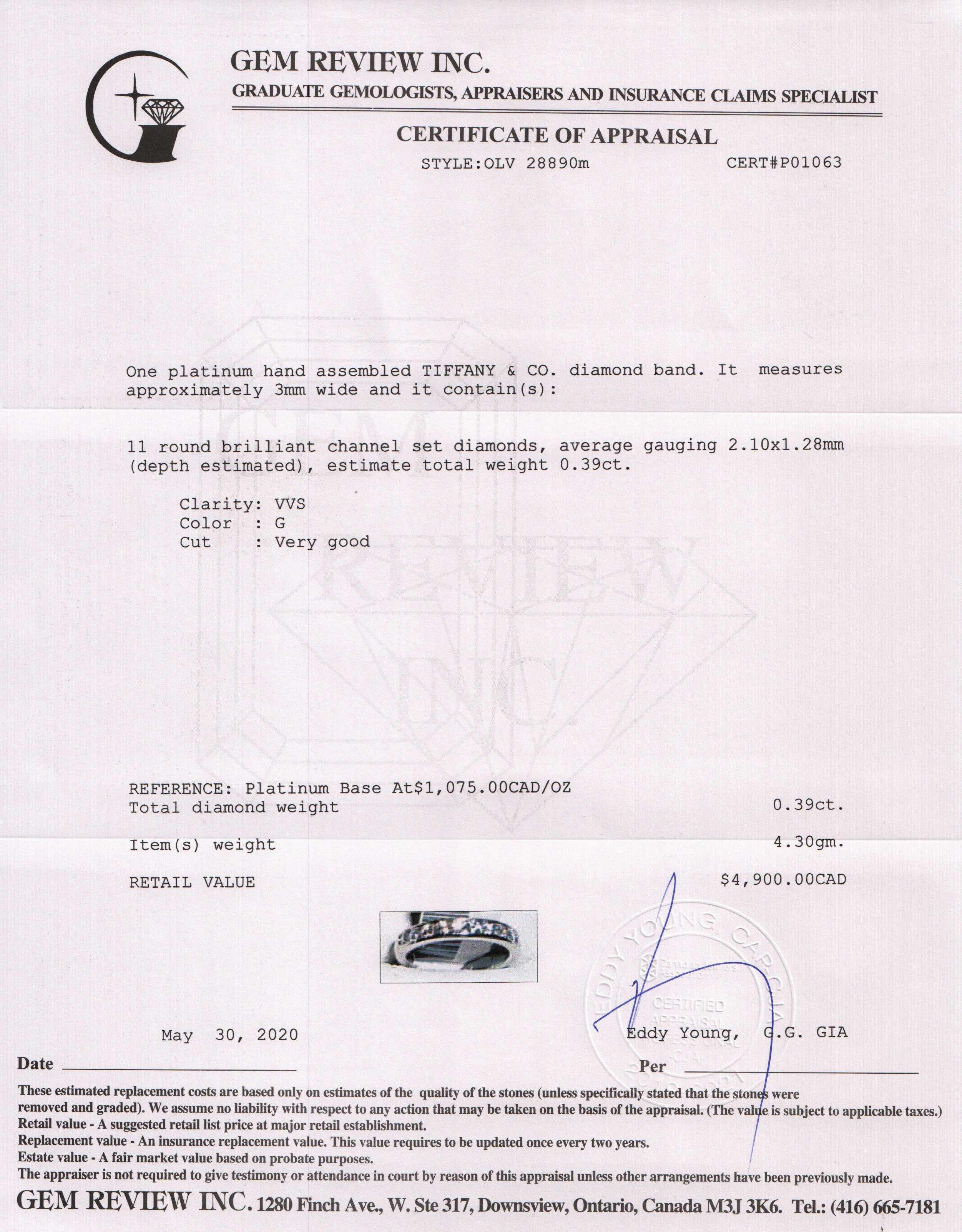 Tiffany & Co. Diamond Half Circle Wedding Band Ring