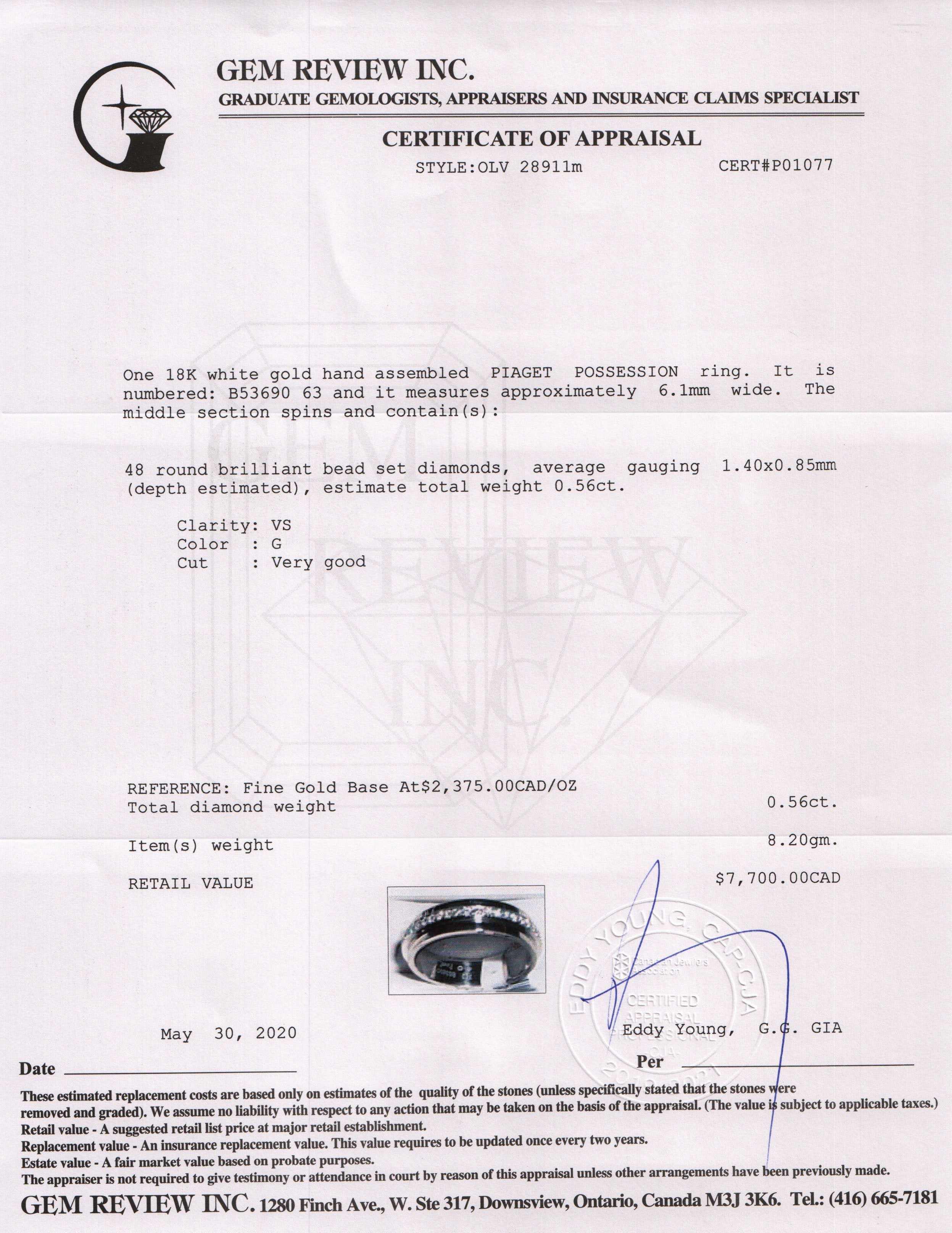 Piaget 18k White Gold Possession Diamond Wedding Band