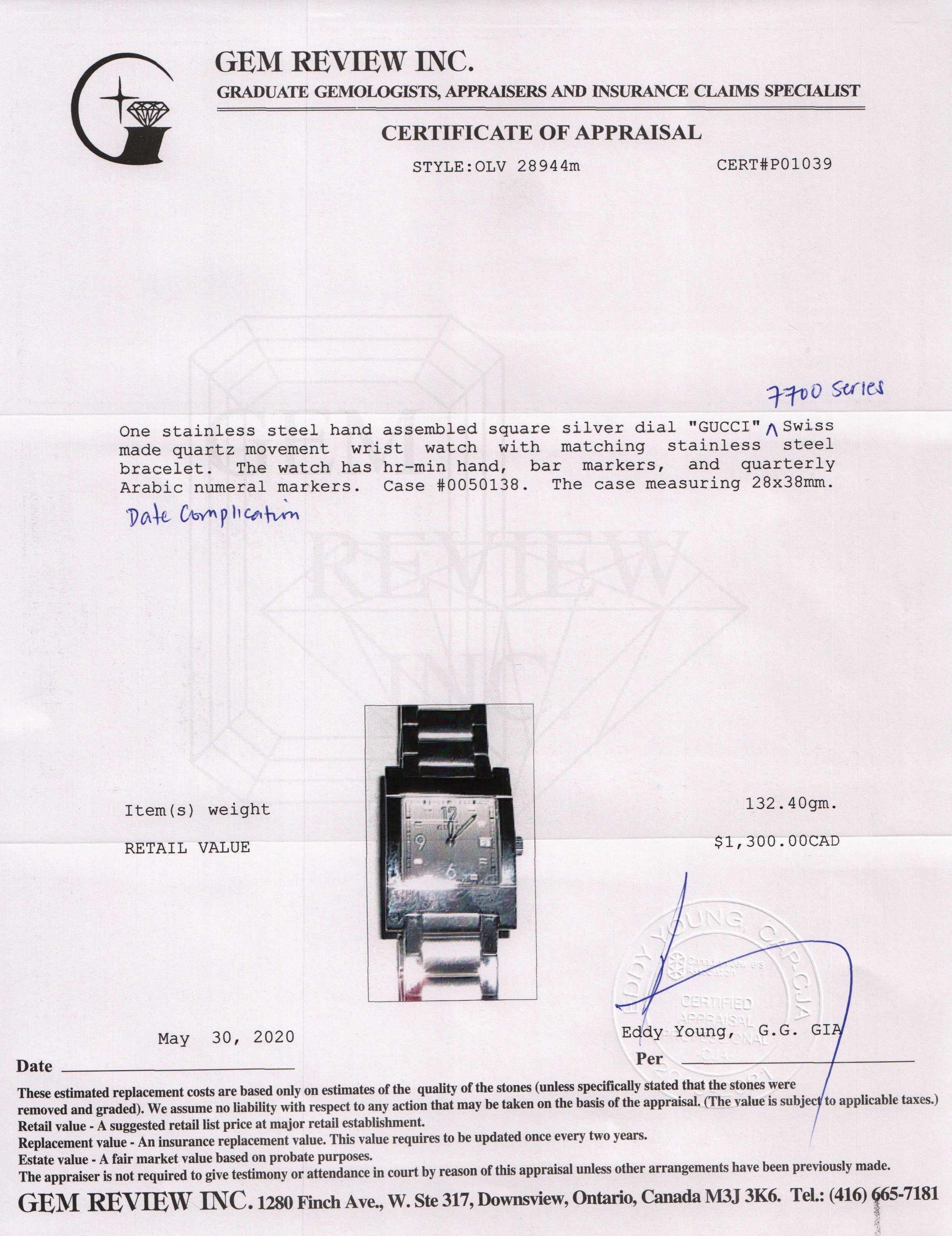 Gucci 7700 Series Watch w/ Box