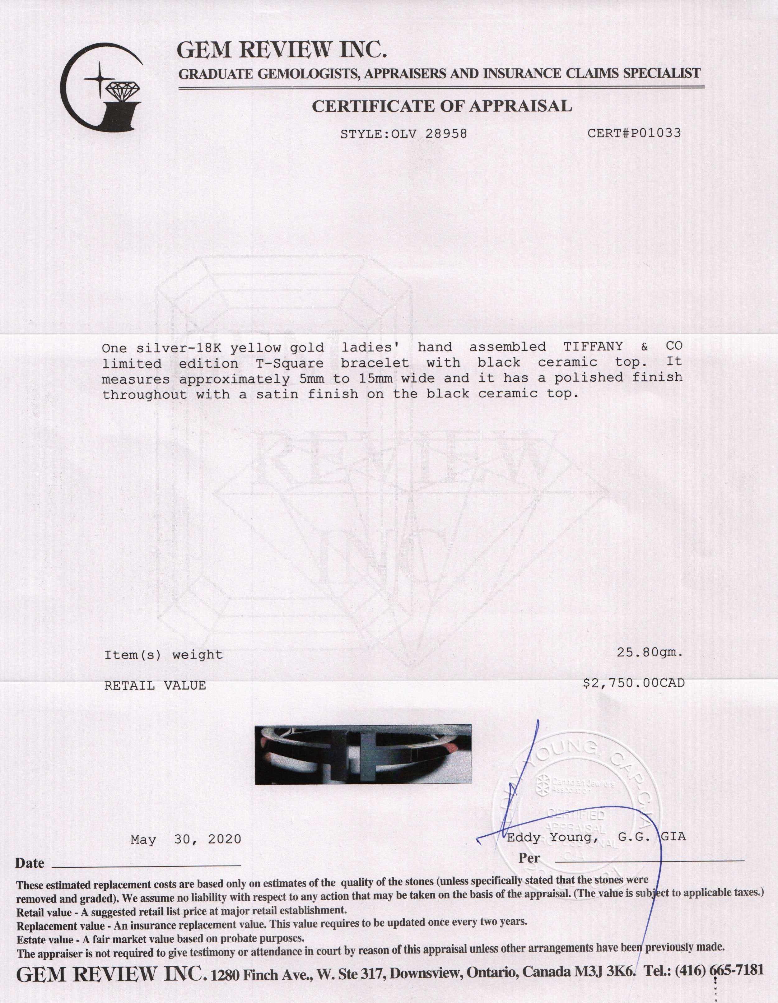 Tiffany & Co. Limited Edition T Square Bracelet with Black Ceramic