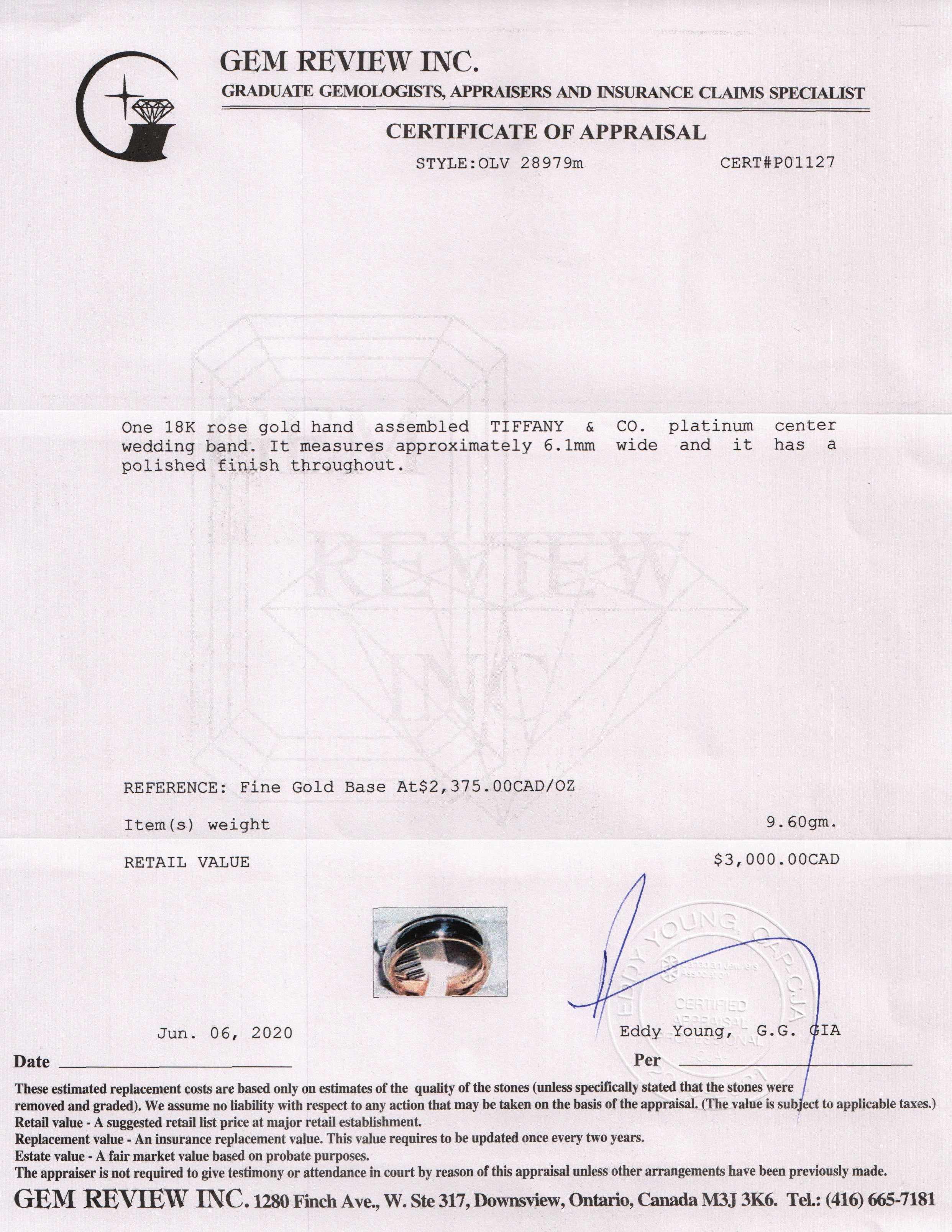 Tiffany & Co. Two-Tone Classic Milgrain Wedding Band Ring