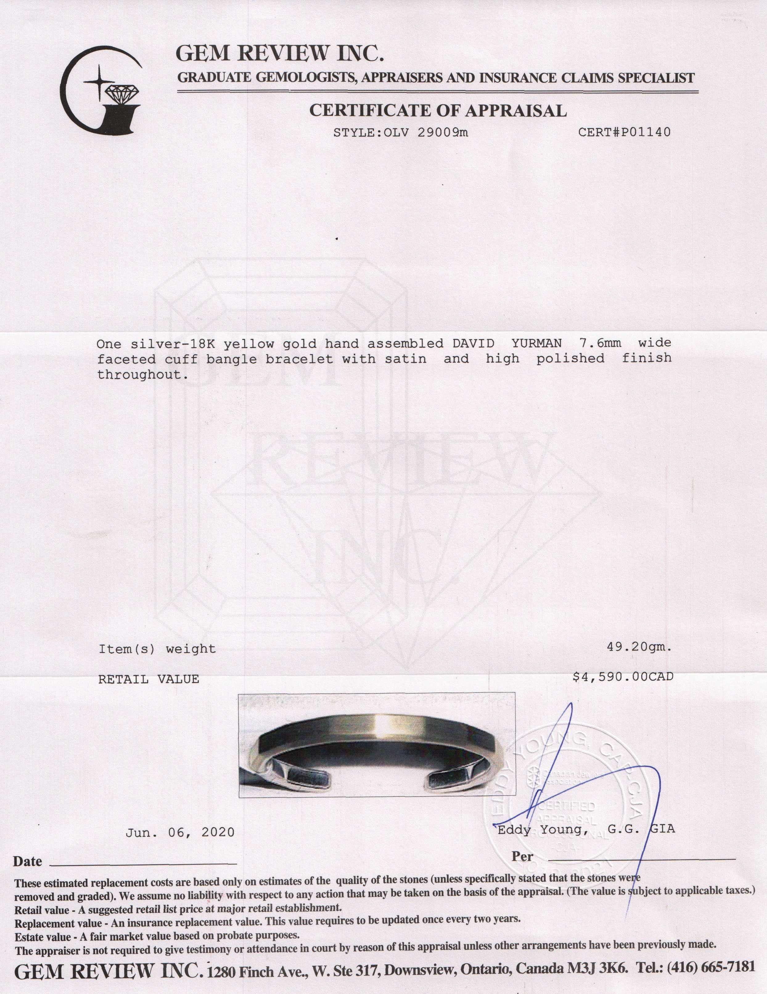 David Yurman Two-Tone Faceted Metal Cuff Bracelet