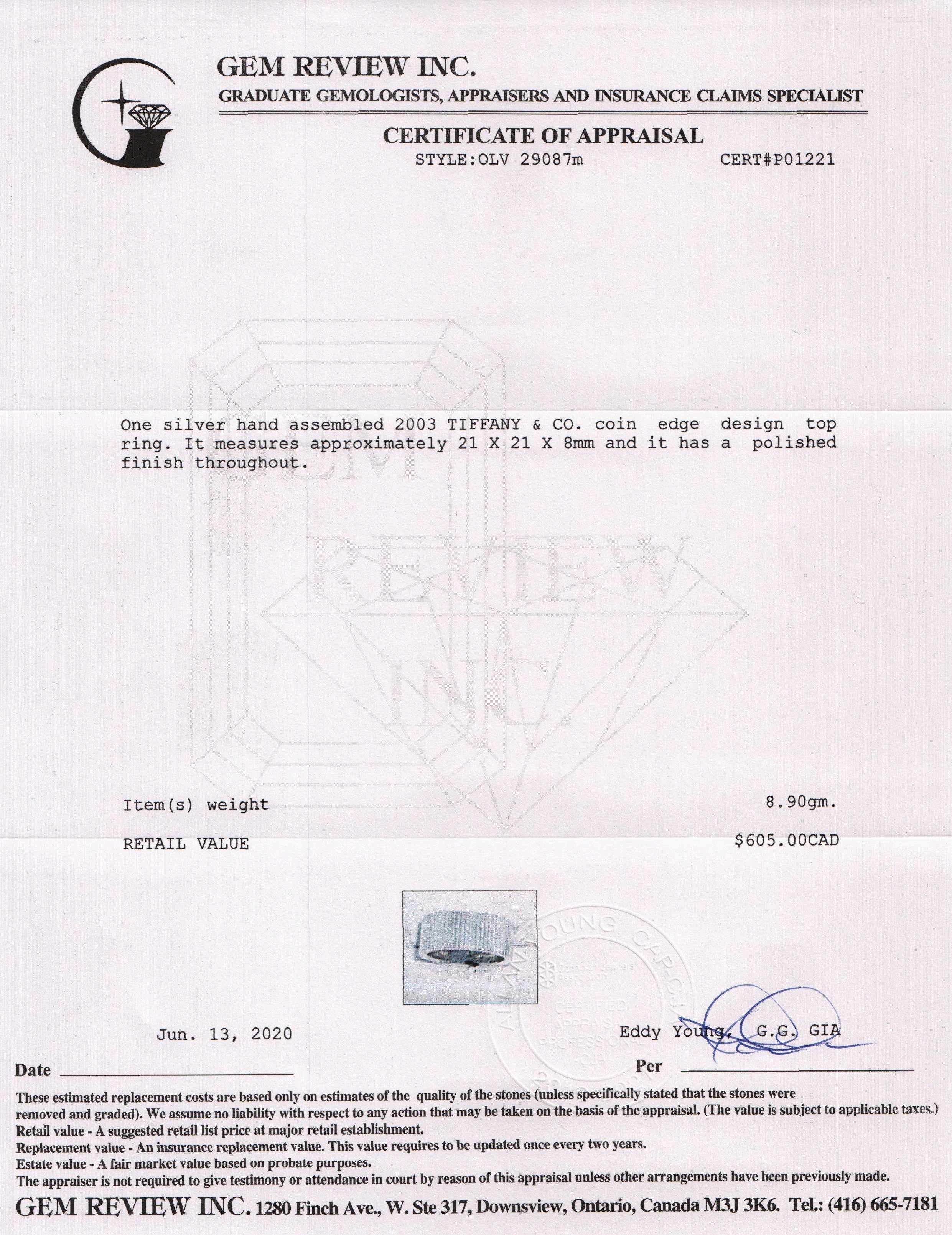 Tiffany & Co. Coin Edge Band Ring