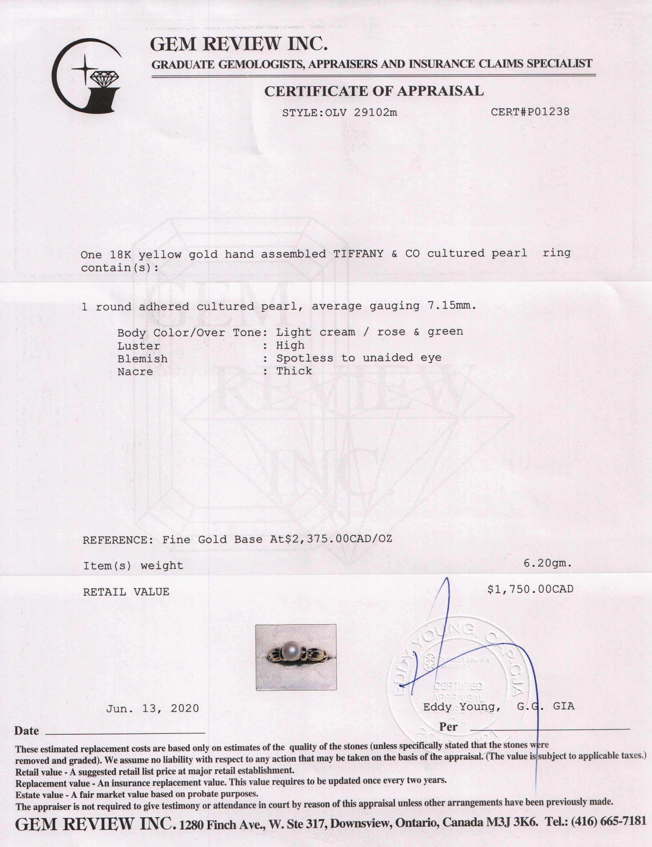 Tiffany & Co. Vintage 18k Gold Pearl Cocktail Ring