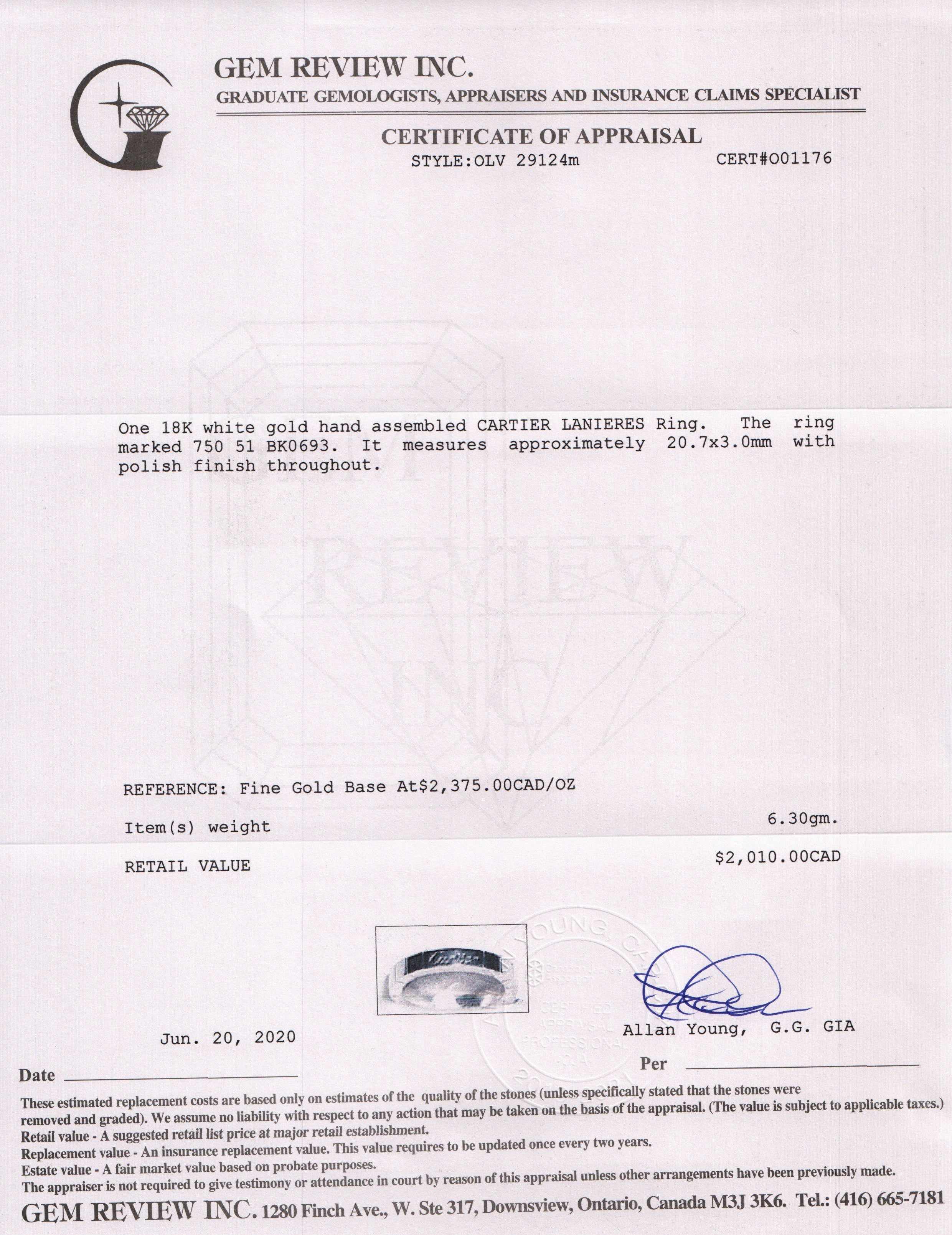 Cartier 18k White Gold Lanieres Wedding Band