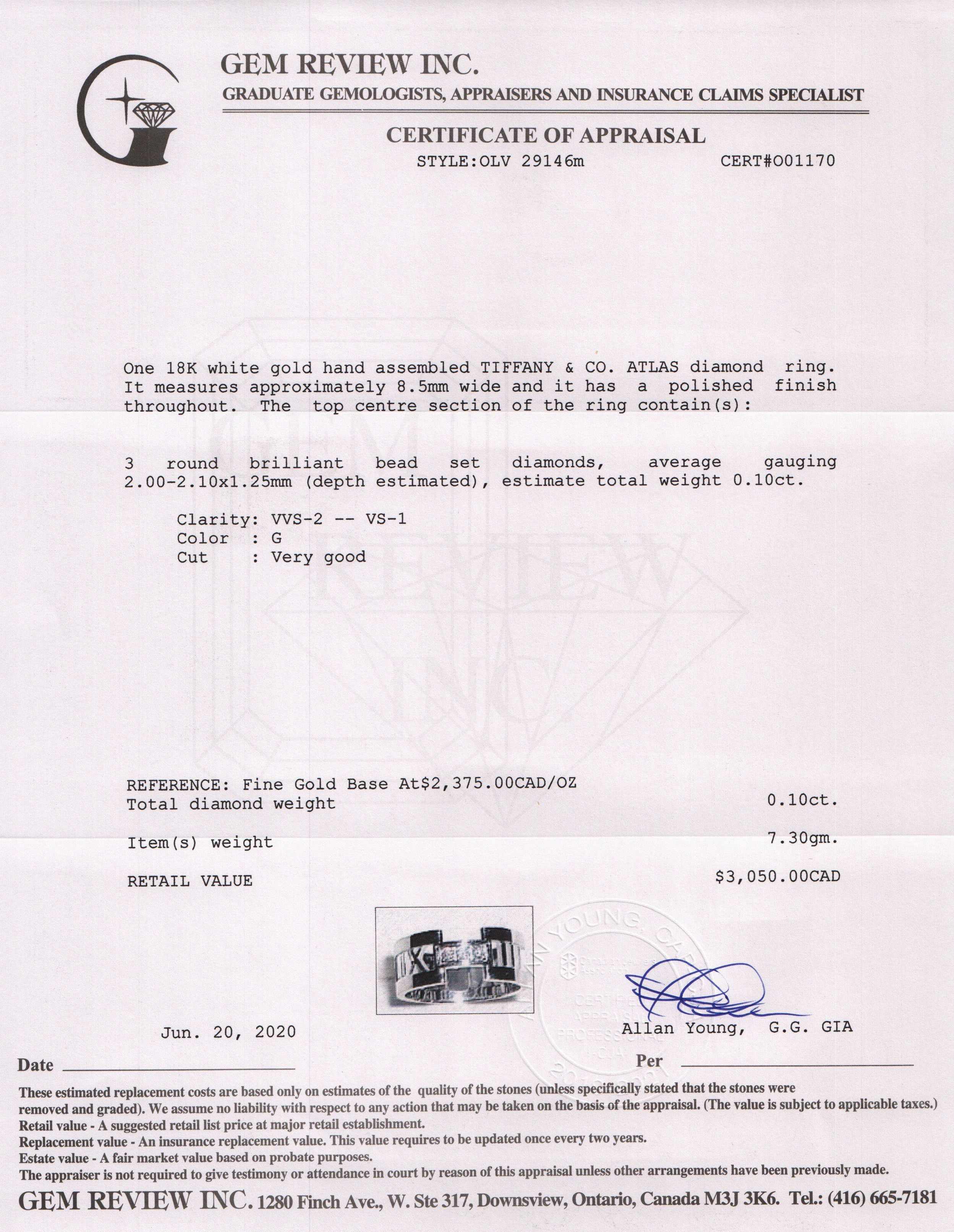 Tiffany & Co. 18k White Gold Wide Atlas Open Ring with Diamonds