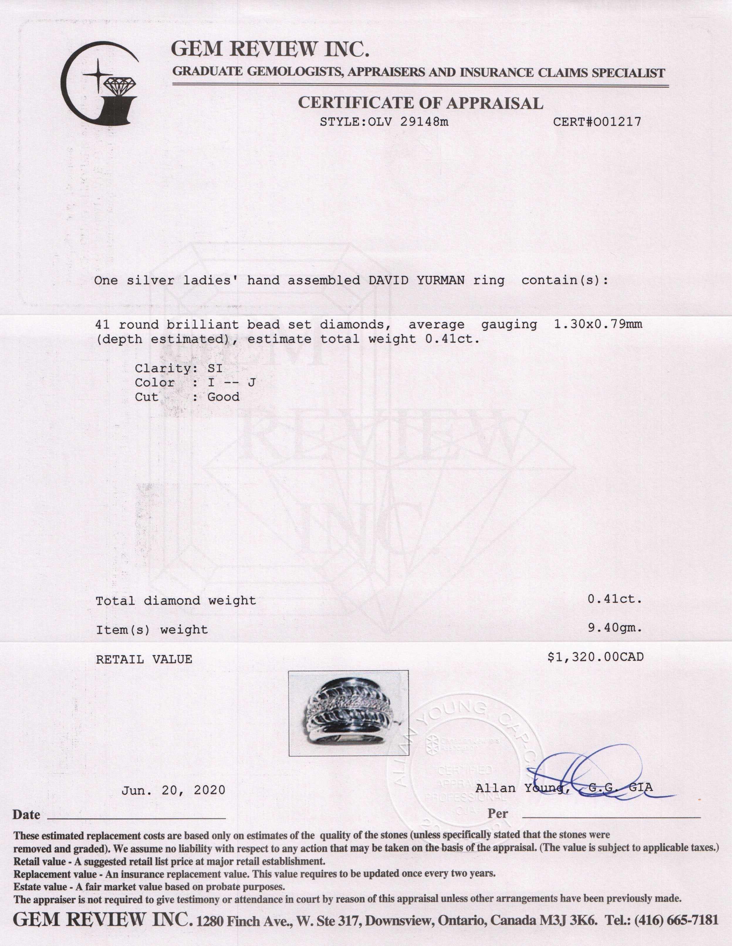 David Yurman Diamond Thoroughbred Sculpted Cable Band Ring