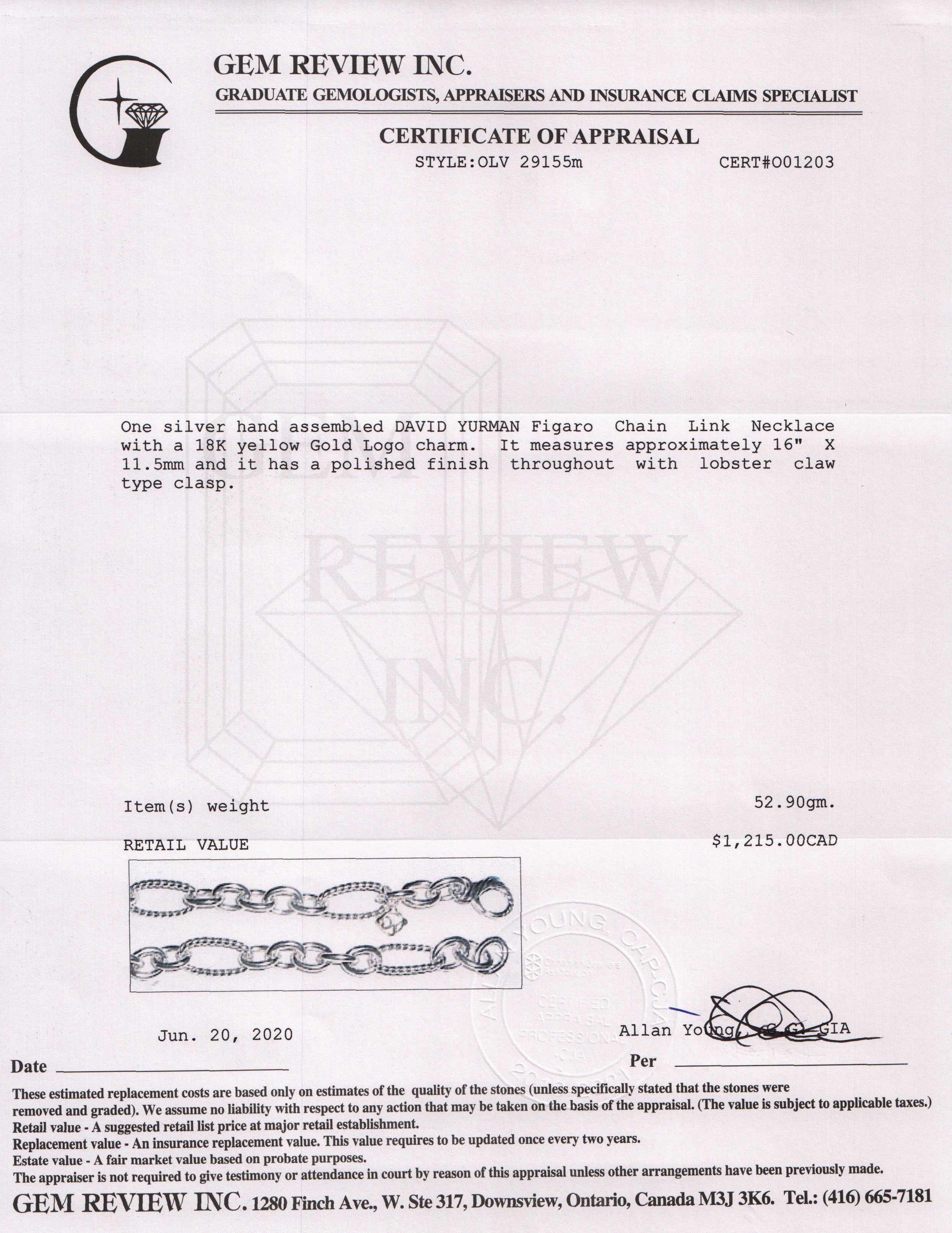 David Yurman Oval Figaro Chain Link Necklace