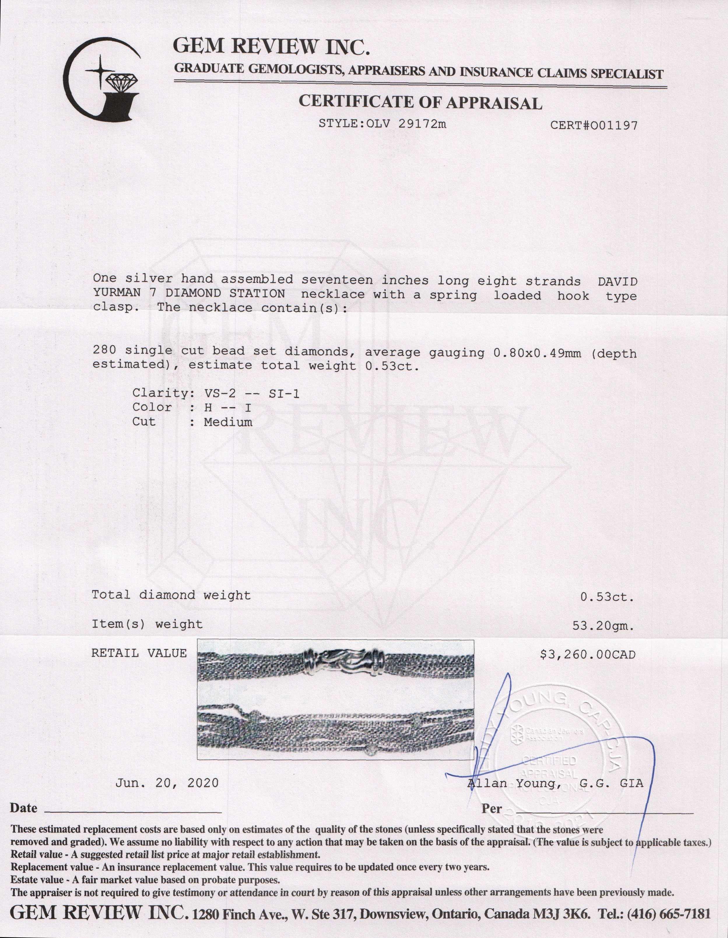 David Yurman Eight-Row Chain Necklace with Diamonds