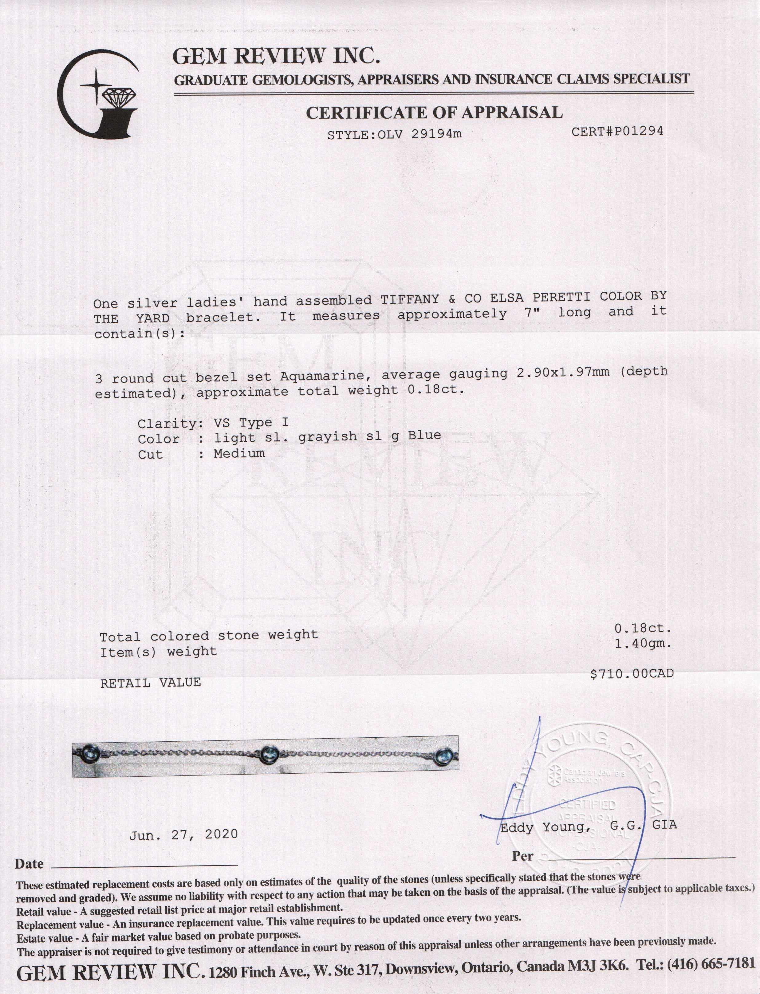 Tiffany & Co. Elsa Peretti Color by the Yard Bracelet with Aquamarine