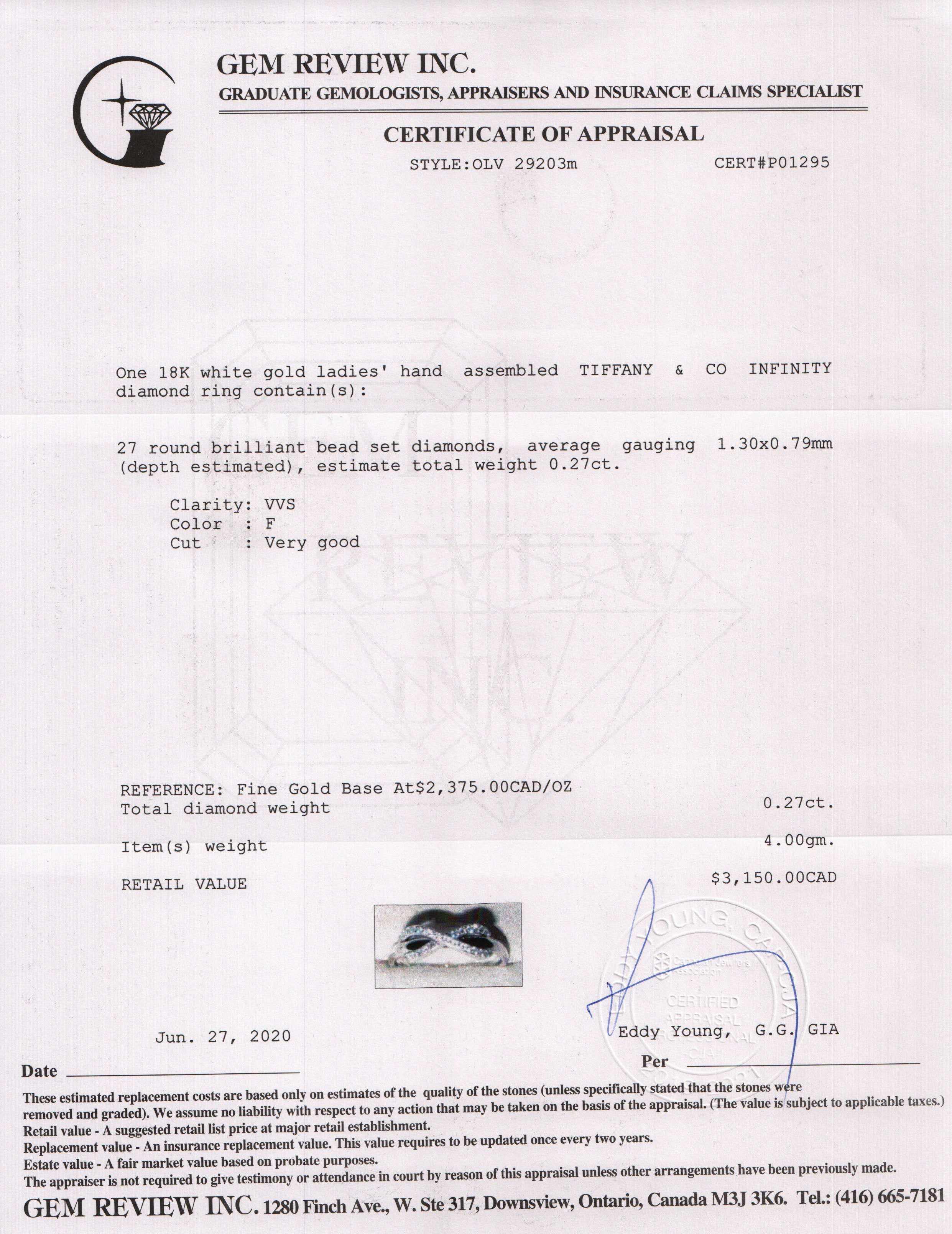 Tiffany & Co. 18k White Gold & Diamond Infinity Ring