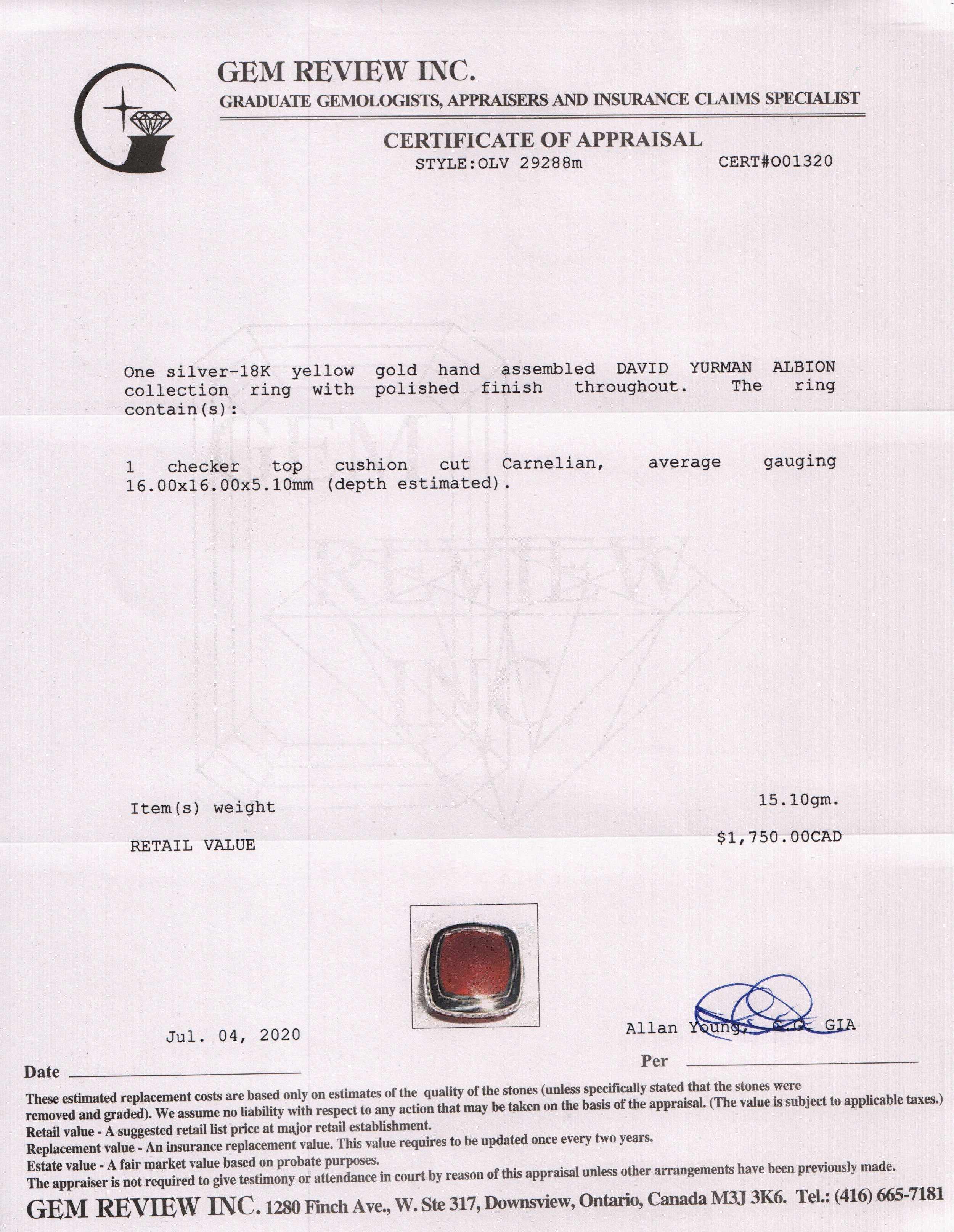 David Yurman Two-Tone Carnelian Albion Ring