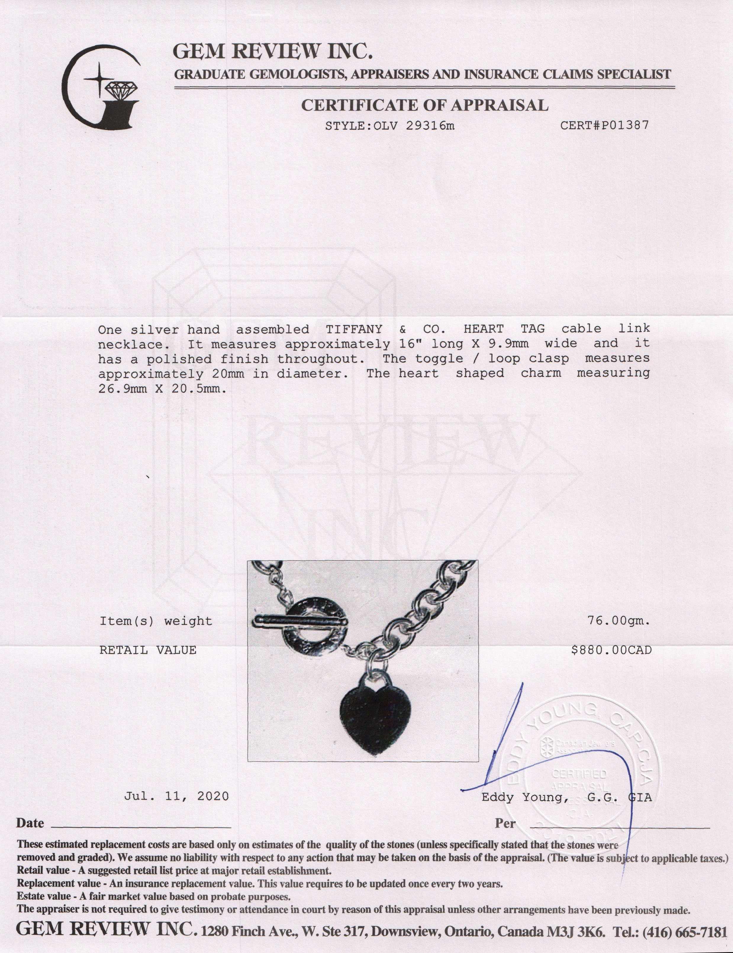 Tiffany & Co. Heart Tag Necklace with Toggle Clasp