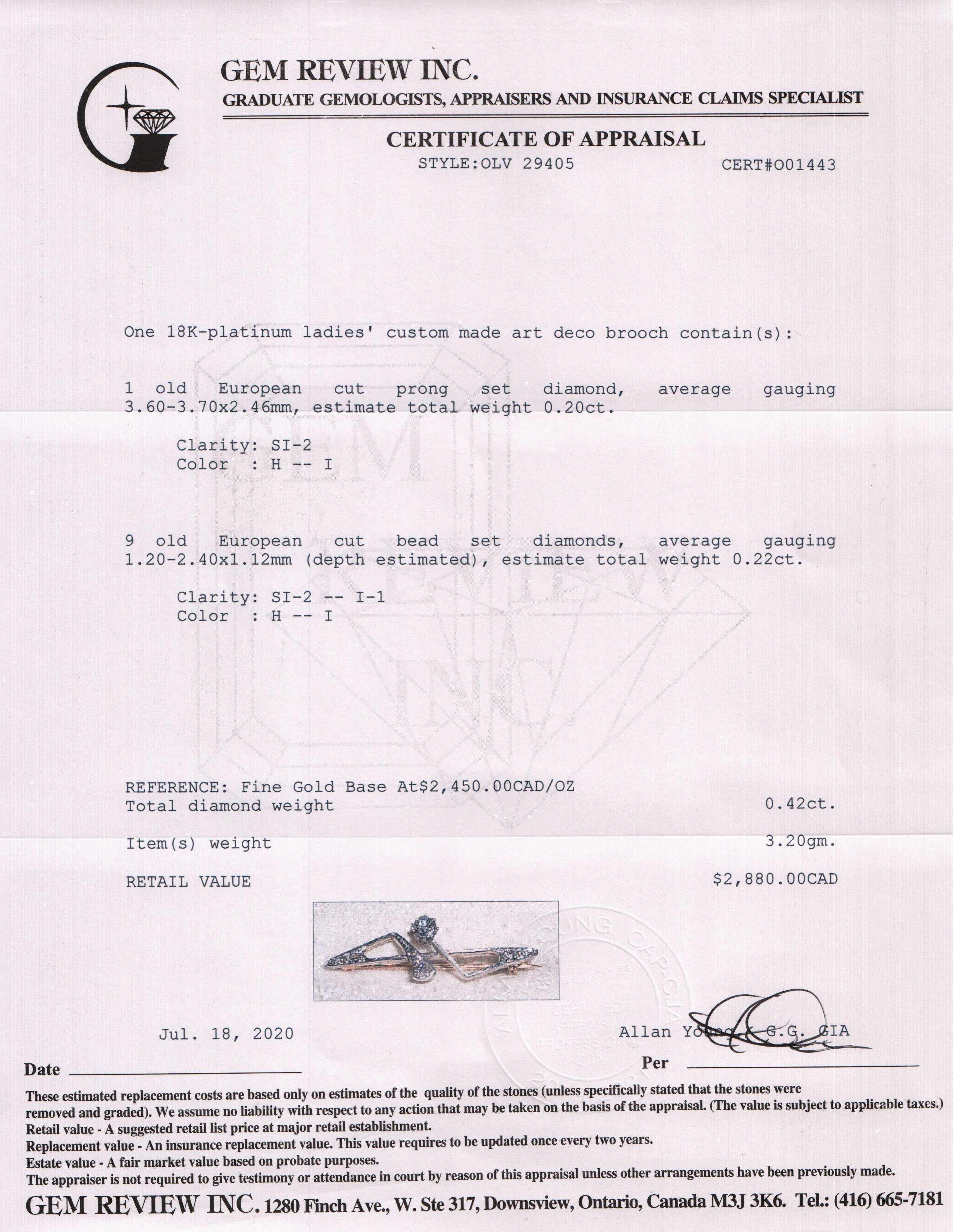 Antique Art Deco Diamond Brooch