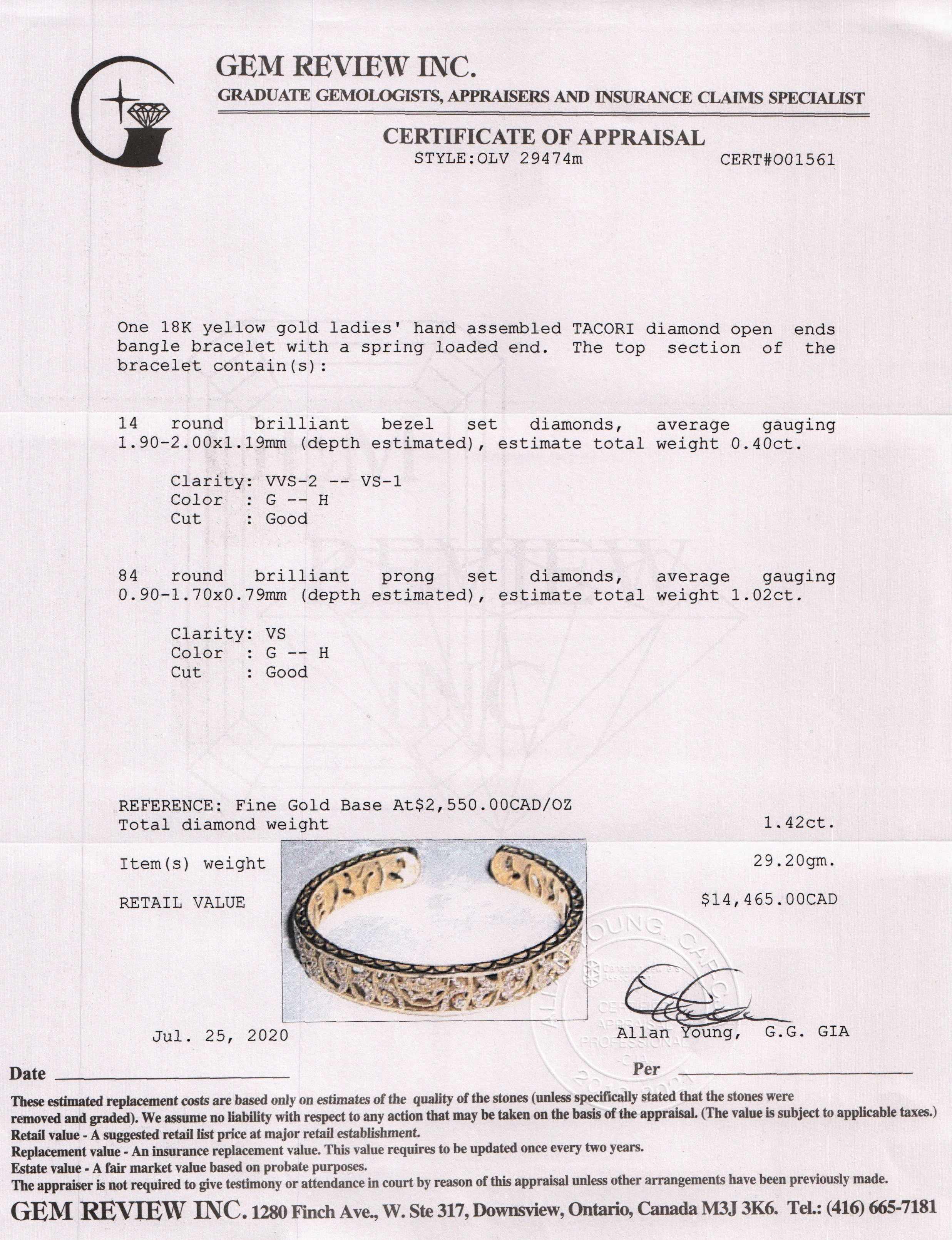 Tacori 18k Gold and Diamond Cuff Bracelet