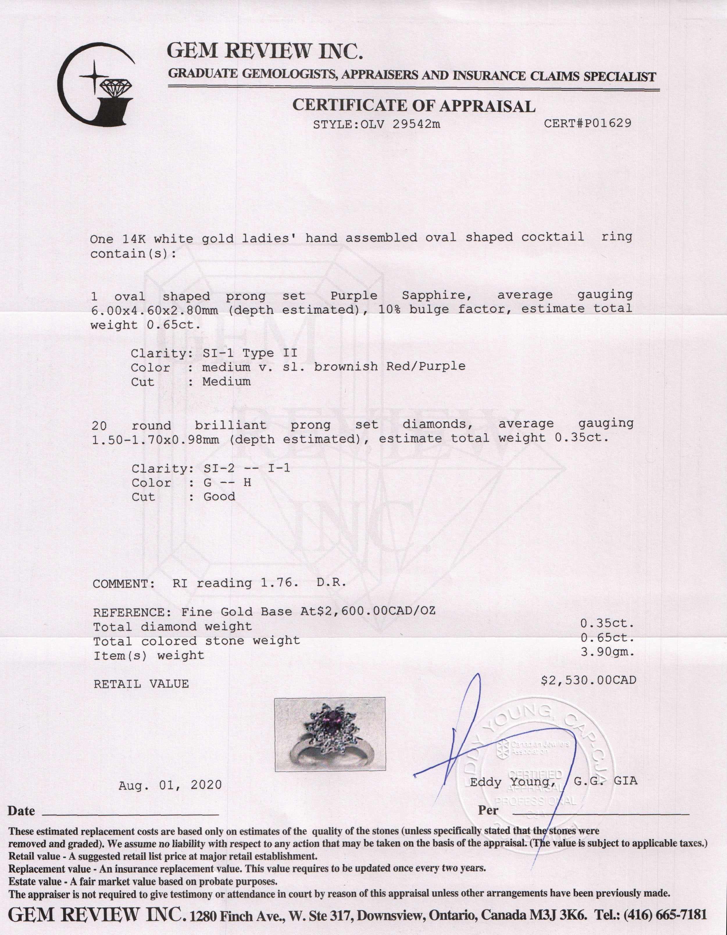 Purple Sapphire and Diamond Cocktail Ring