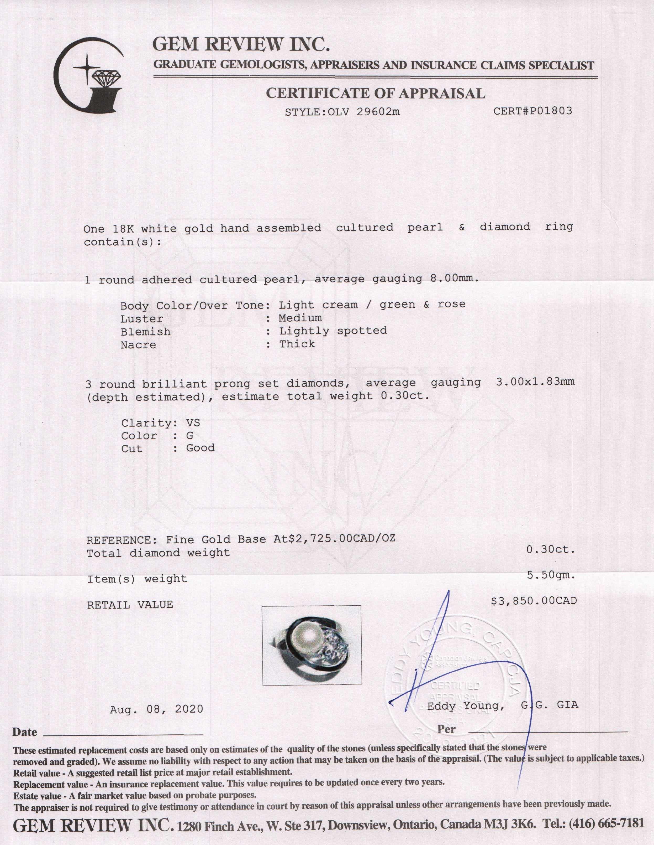 Pearl and Diamond Ring