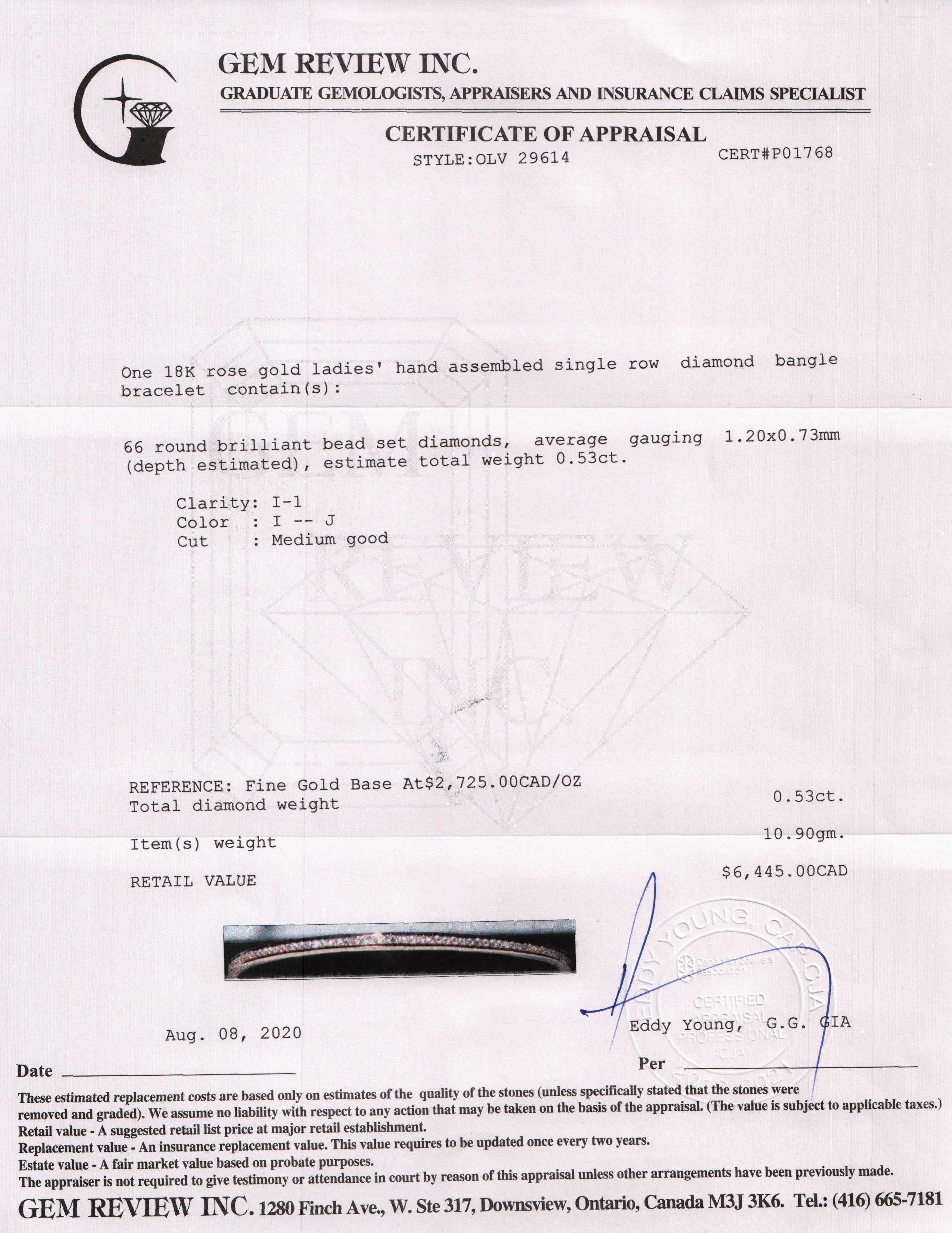 Diamond 18k Rose Gold Bangle Bracelet